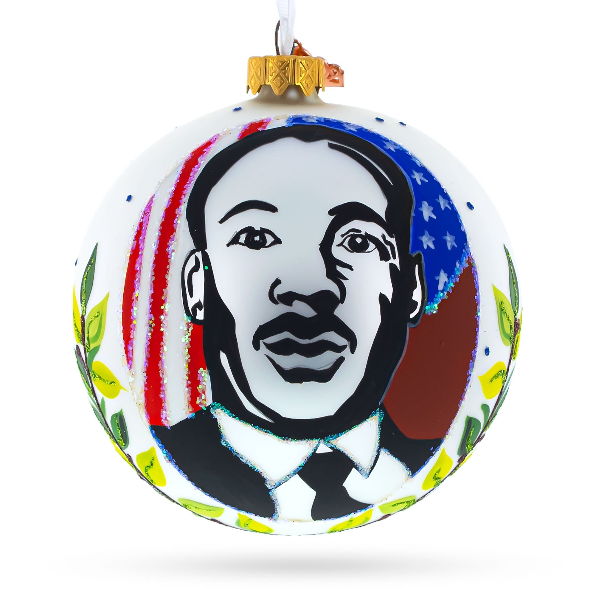 Remembering Mlk: Martin Luther King Jr. Blown Glass Ball Christmas Ornament 4 Inches