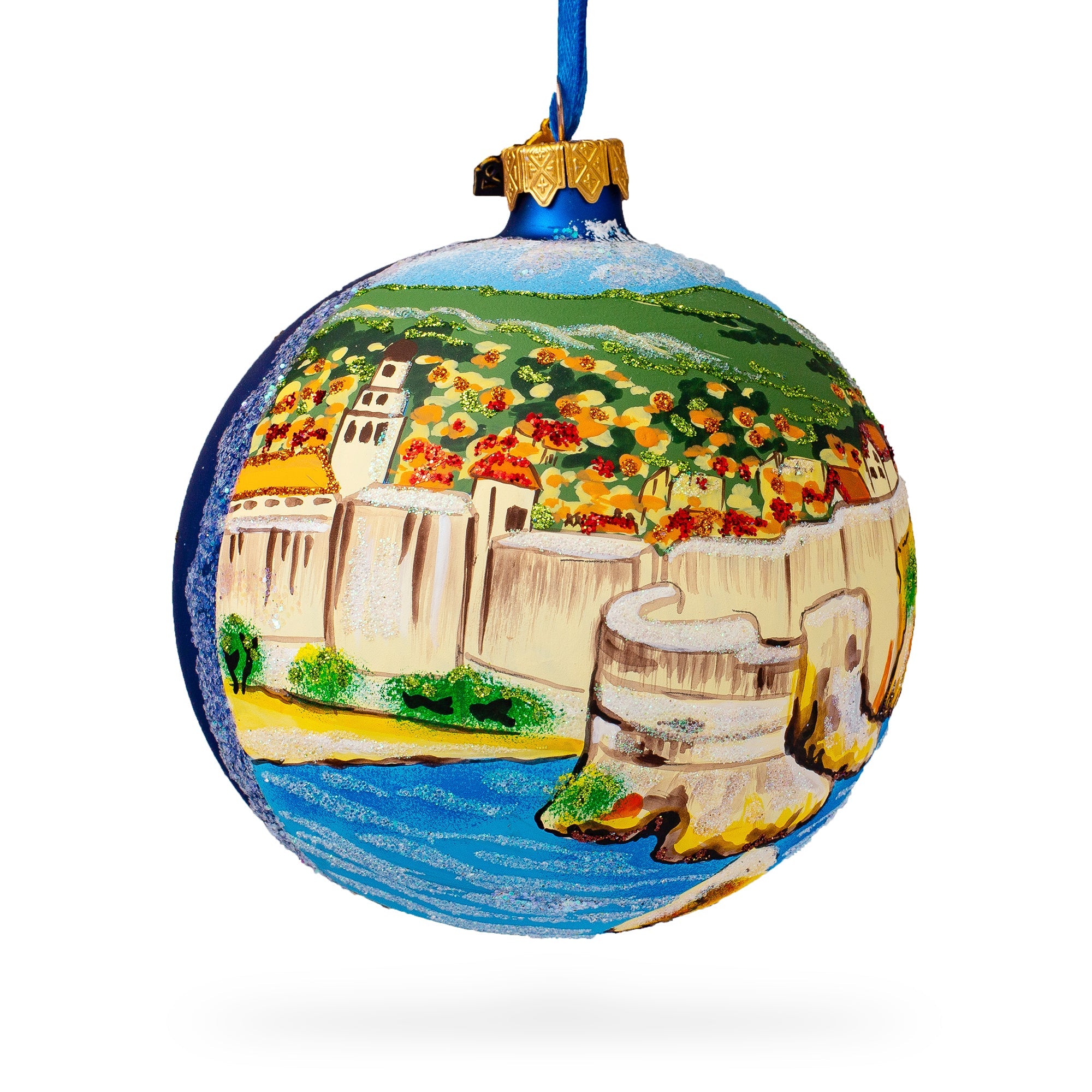 The Walls Of Dubrovnik, Croatia Glass Ball Christmas Ornament 4 Inches