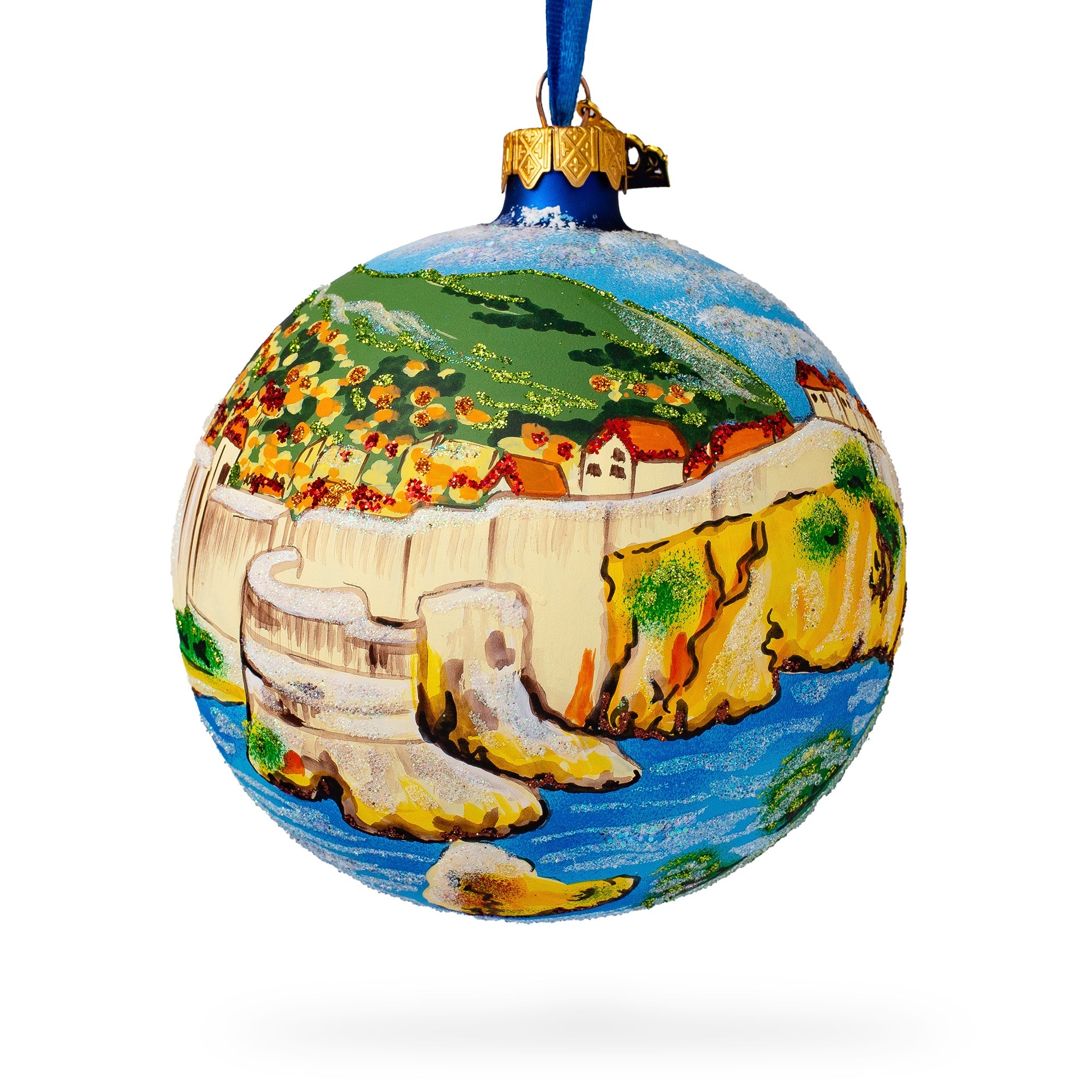 The Walls Of Dubrovnik, Croatia Glass Ball Christmas Ornament 4 Inches