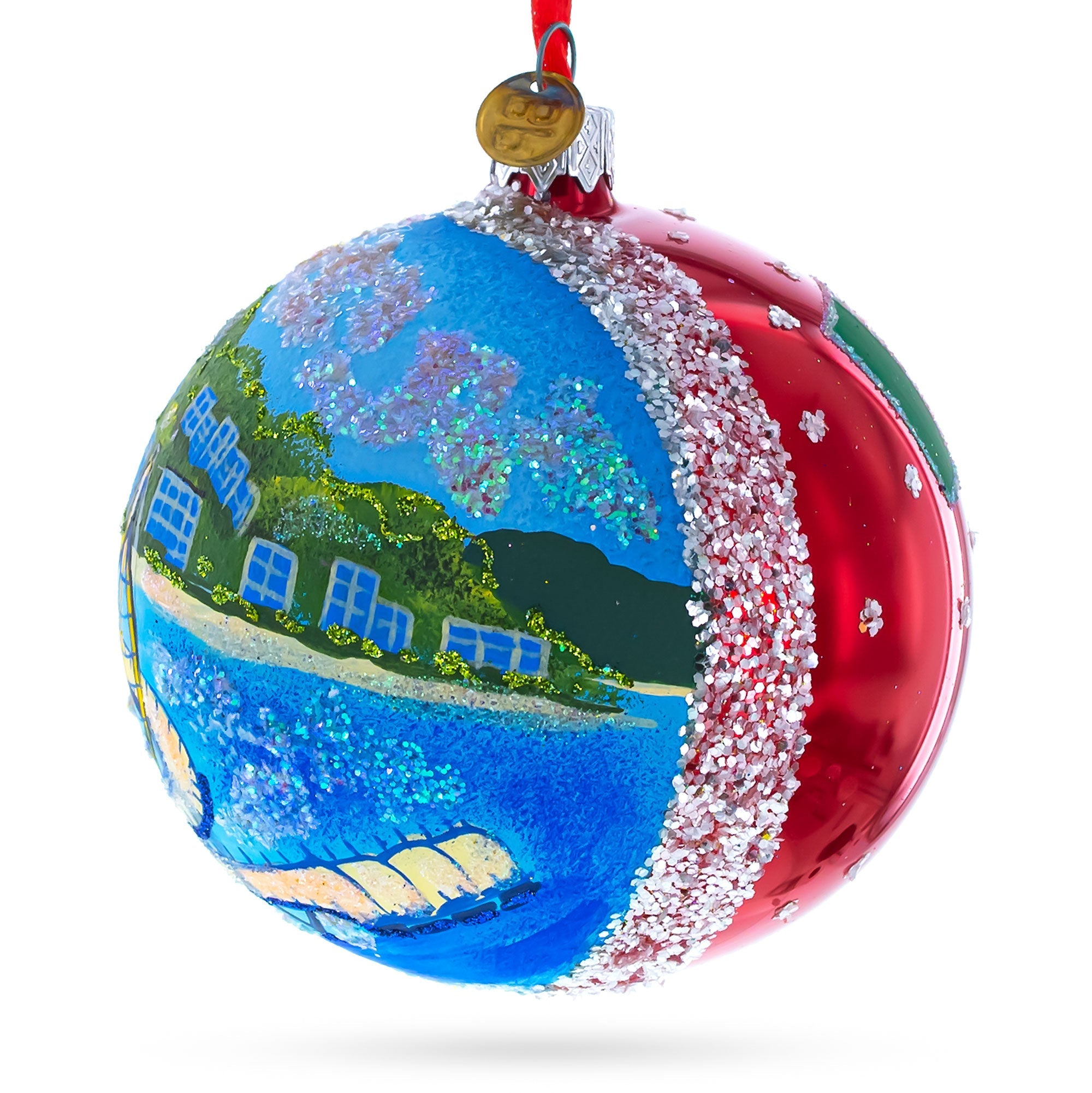 Malecon Boardwalk, Puerto Vallarta, Mexico Glass Ball Christmas Ornament 4 Inches