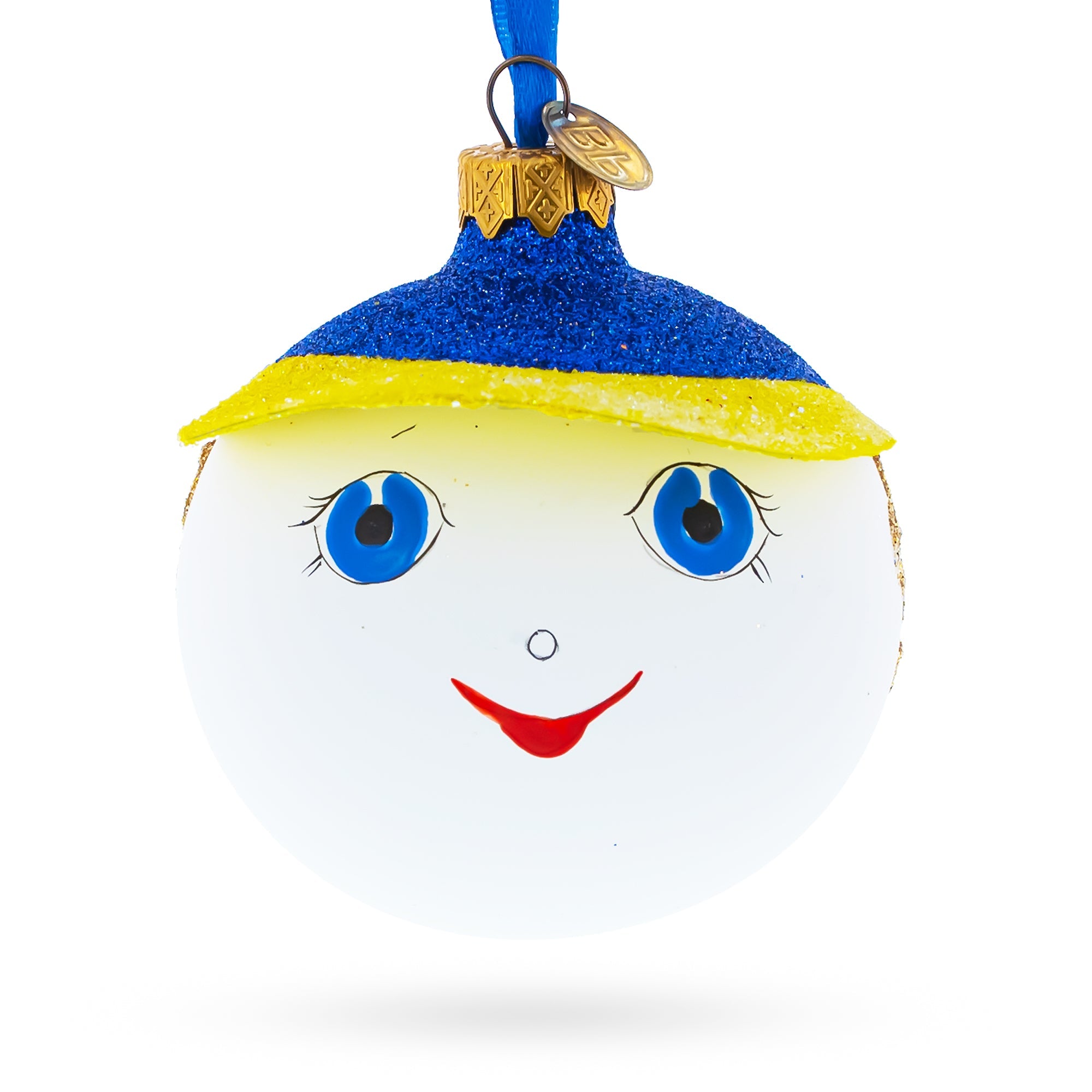 Playful Boy In The Hat Blown Glass Ball Christmas Ornament 3.25 Inches