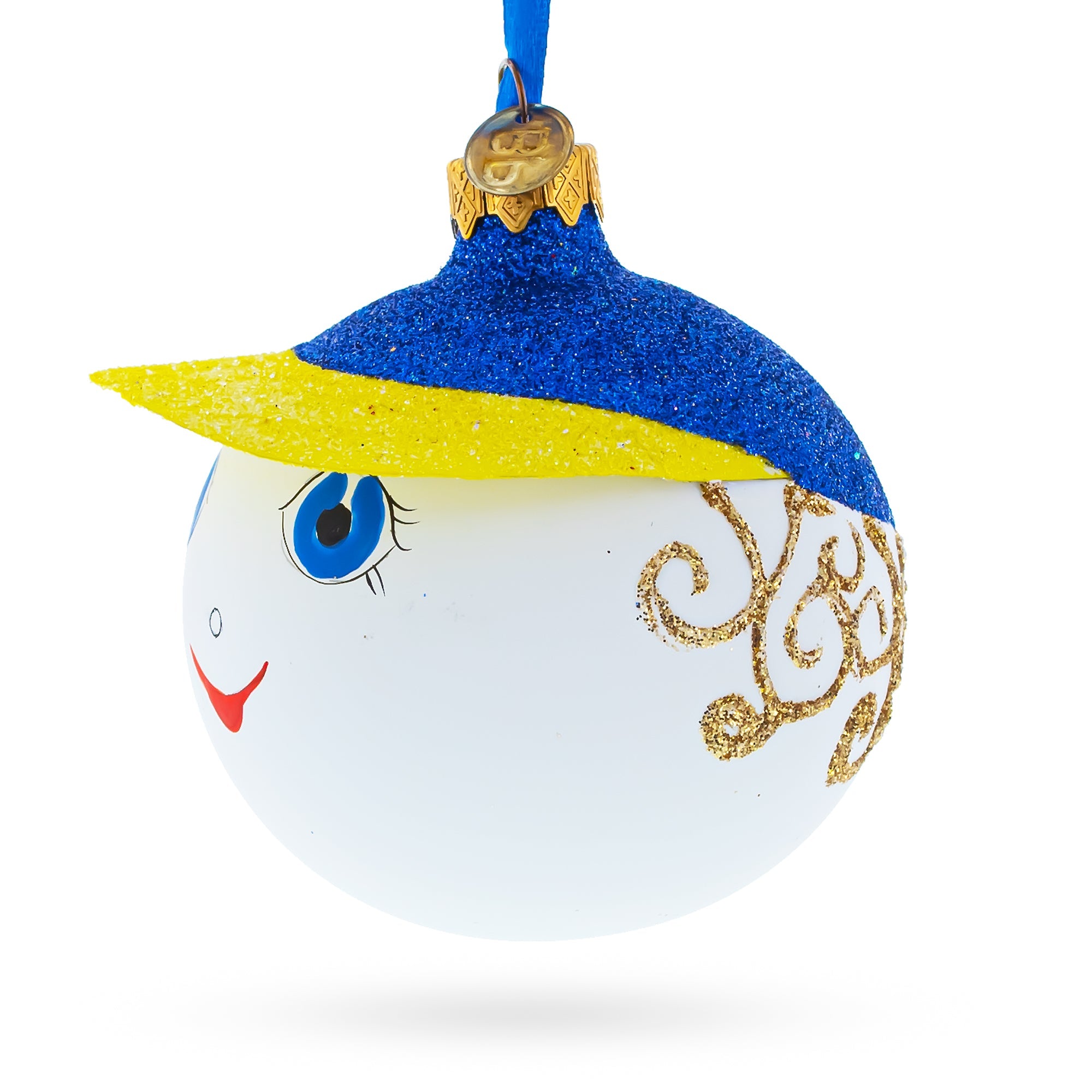 Playful Boy In The Hat Blown Glass Ball Christmas Ornament 3.25 Inches