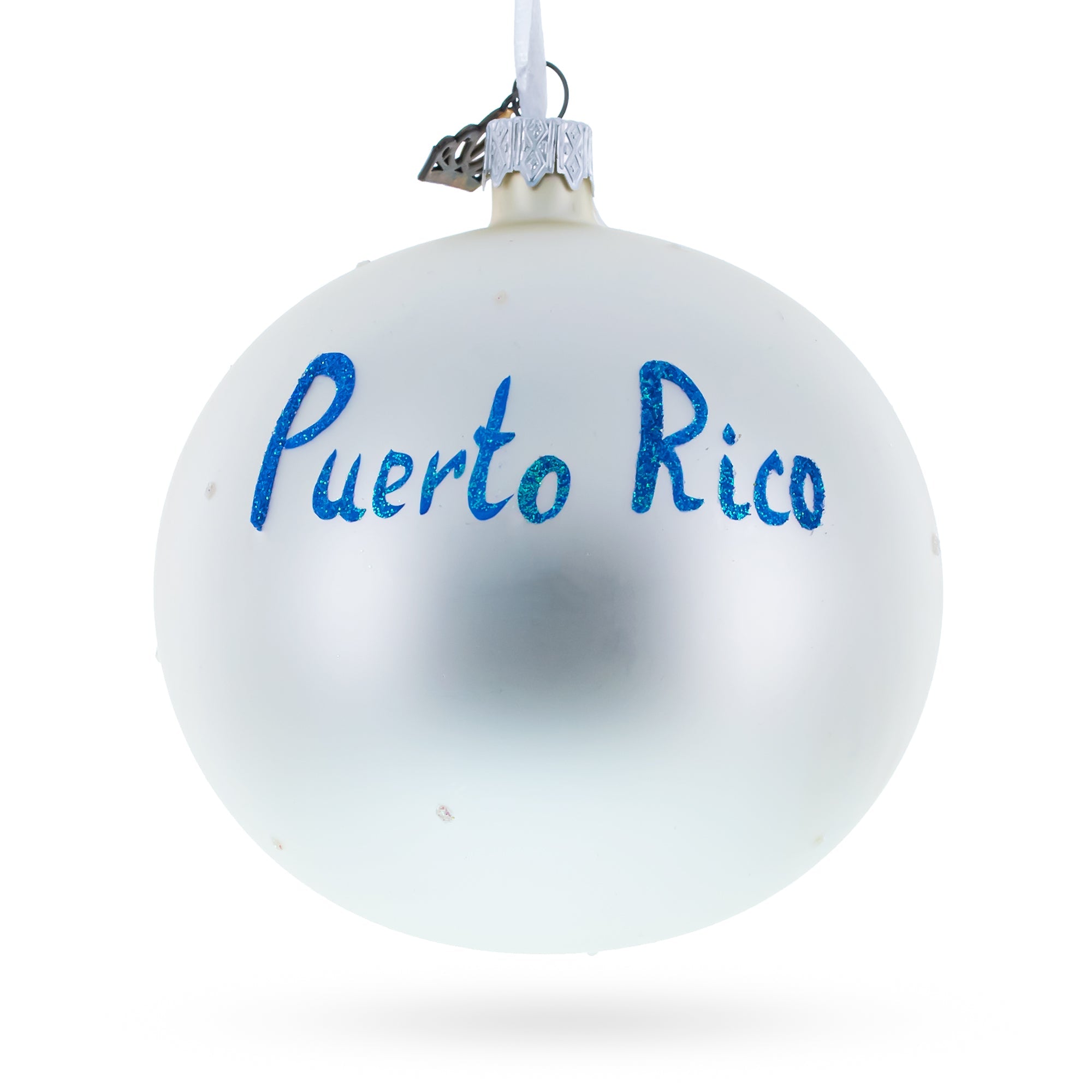 Flag Of Puerto Rico Blown Glass Ball Christmas Ornament 4 Inches