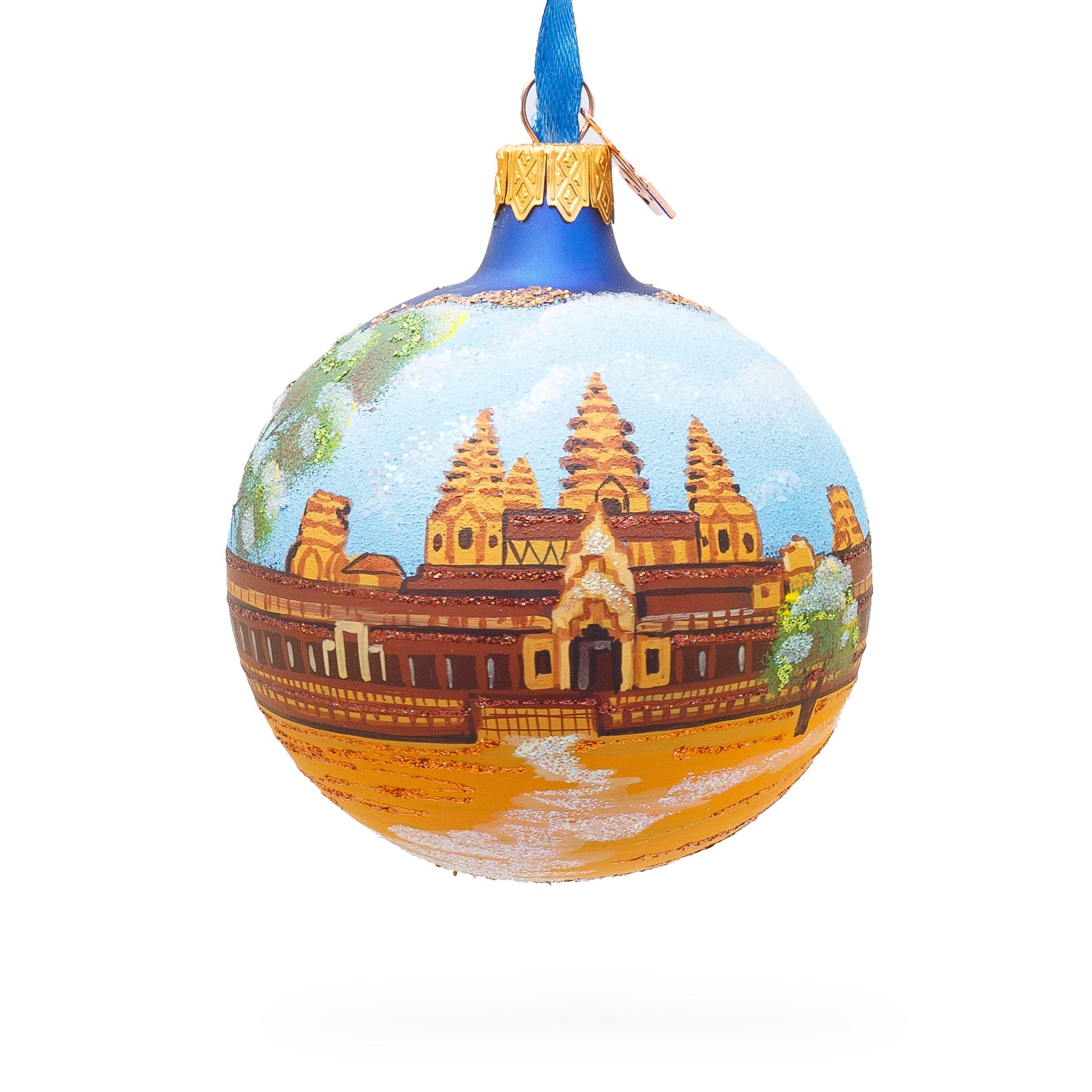 Angkor Wat Temple, Cambodia Glass Ball Christmas Ornament 3.25 Inches