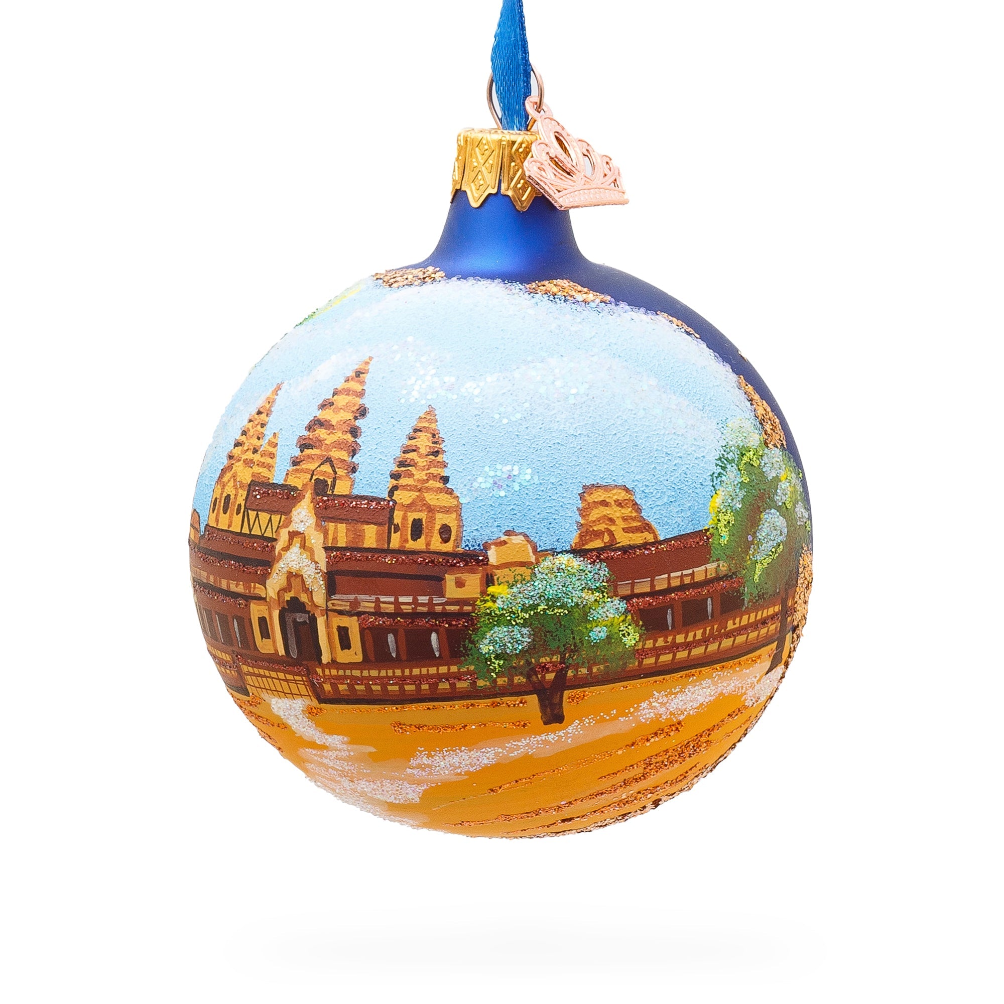 Angkor Wat Temple, Cambodia Glass Ball Christmas Ornament 3.25 Inches