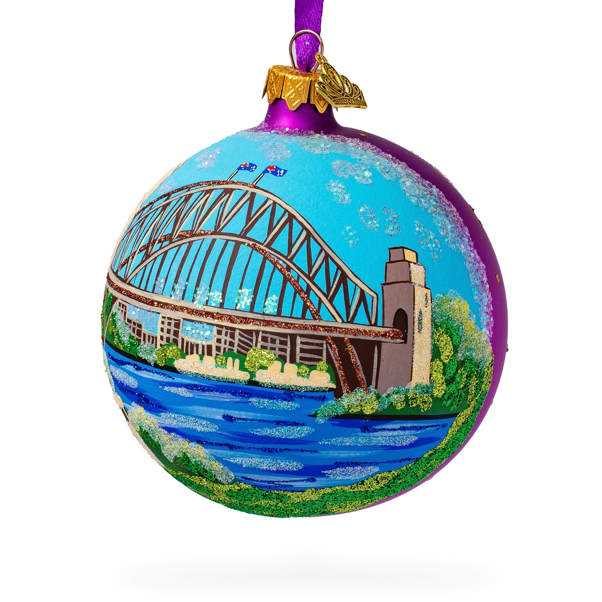 Harbor Bridge, Sydney, Australia Glass Ball Christmas Ornament 4 Inches