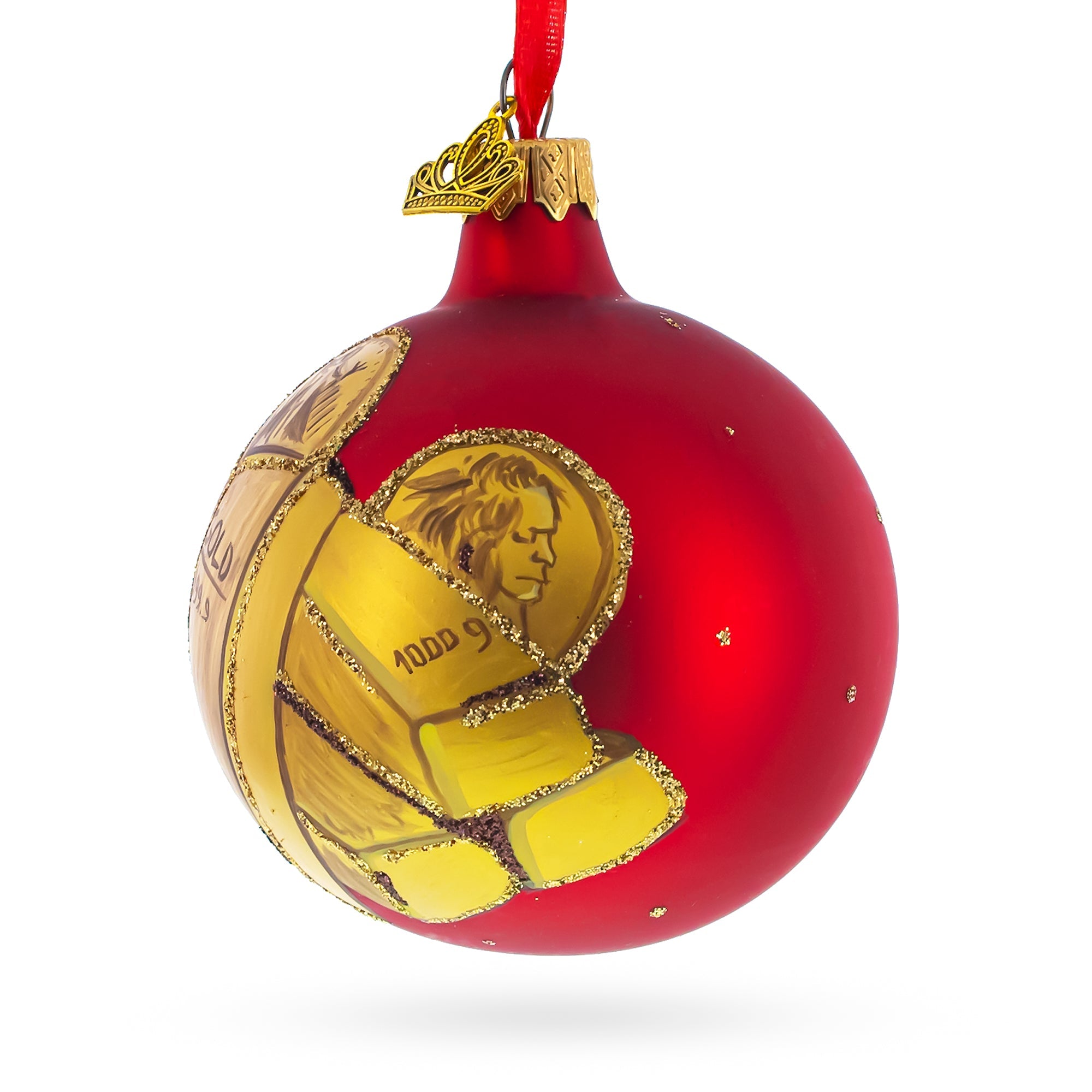 Treasures Of Wealth: Gold Bars And Coins Blown Glass Ball Christmas Ornament 3.25 Inches