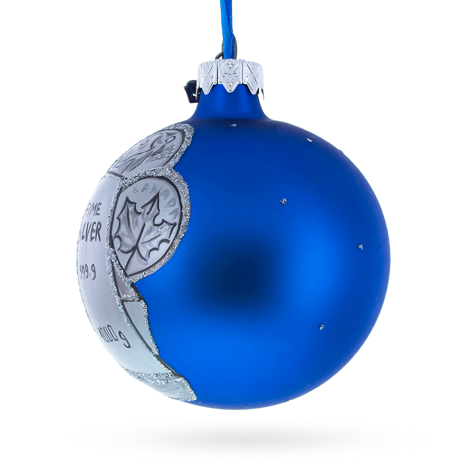 Precious Silver Hoard: Silver Bars And Coins Blown Glass Ball Christmas Ornament 3.25 Inches