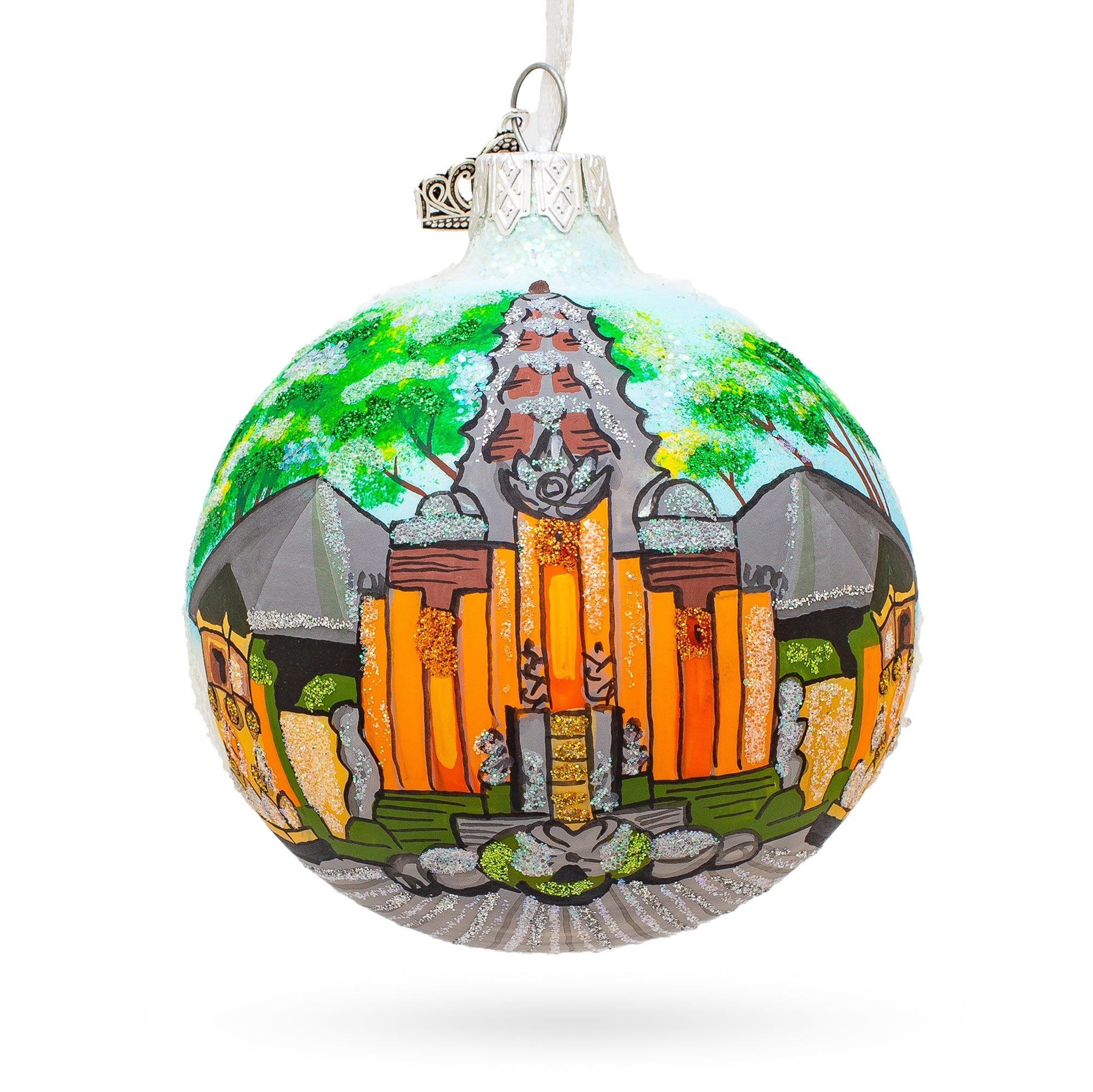 Sacred Monkey Forest Sanctuary, Bali, Indonesia Glass Ball Christmas Ornament 3.25 Inches