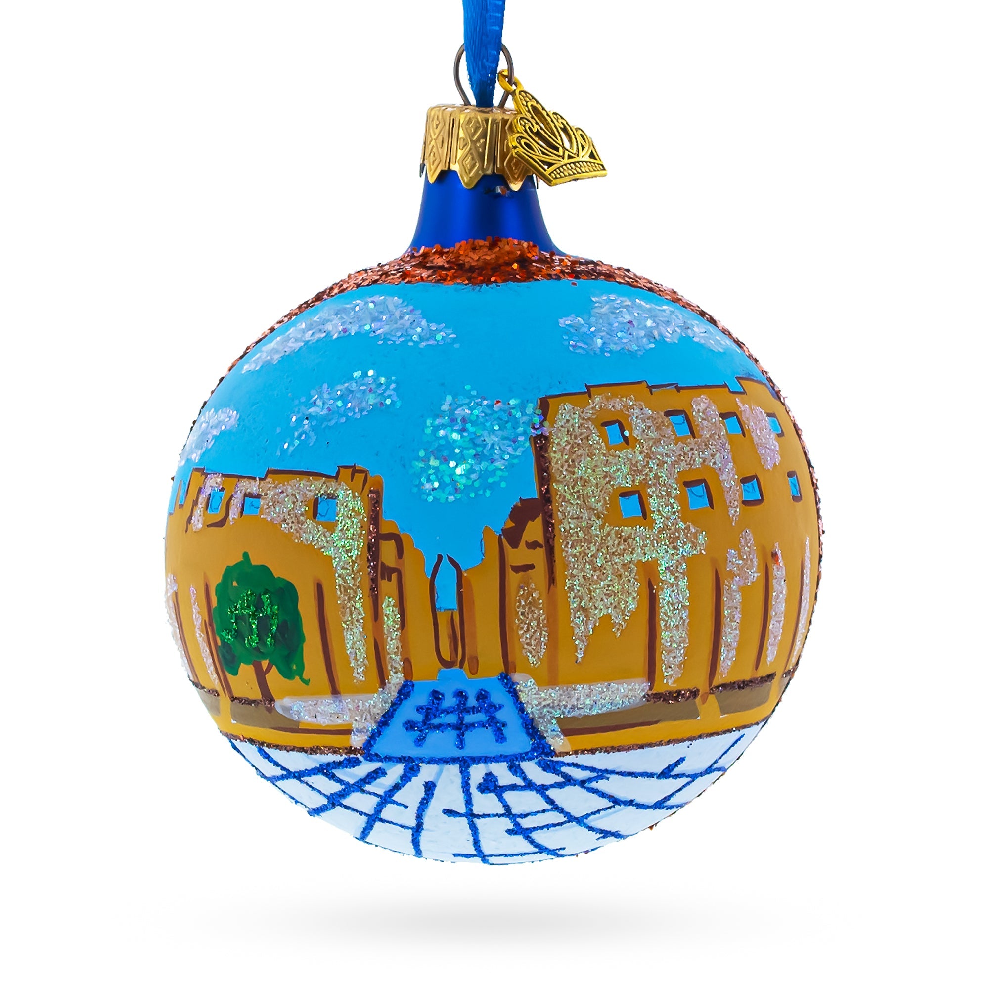 Luxor Temple, Egypt Glass Ball Christmas Ornament 3.25 Inches