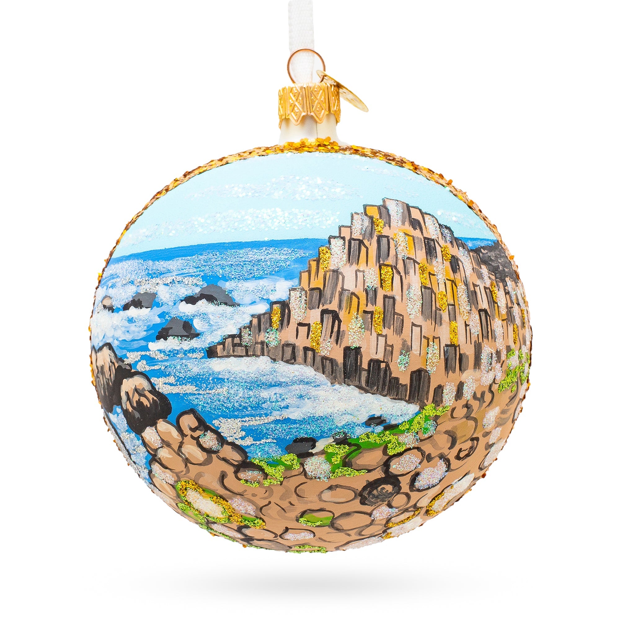 Giant's Causeway, Northern Ireland, United Kingdom Glass Ball Christmas Ornament 4 Inches