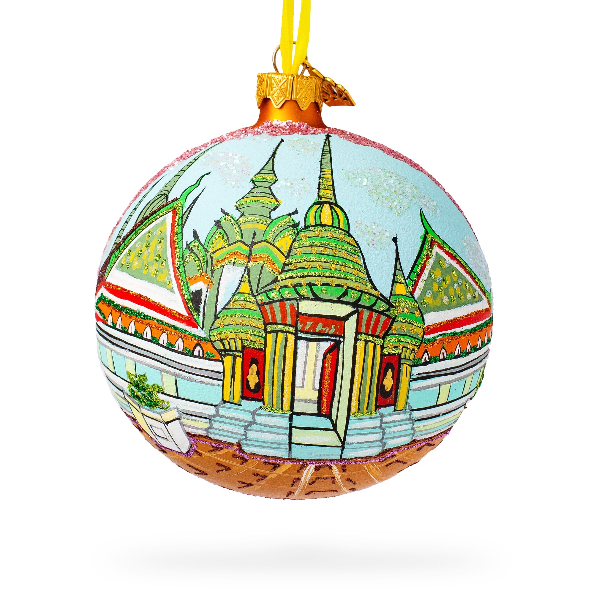 Wat Phra Chetuphon (wat Pho), Bangkok, Thailand Glass Ball Christmas Ornament 4 Inches