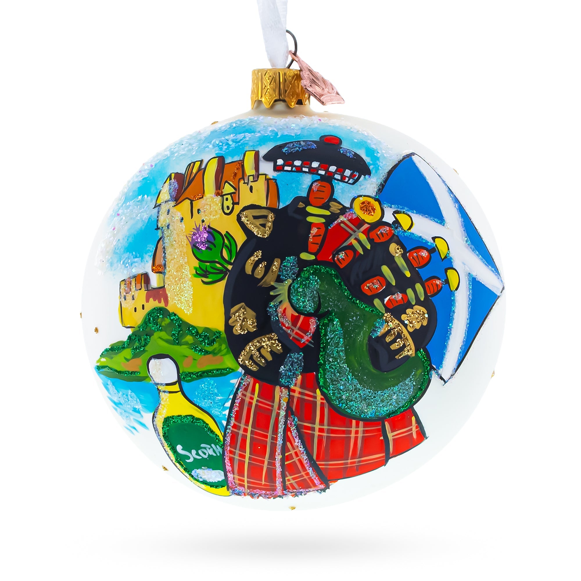 Scotland, Great Britain Glass Ball Christmas Ornament 4 Inches