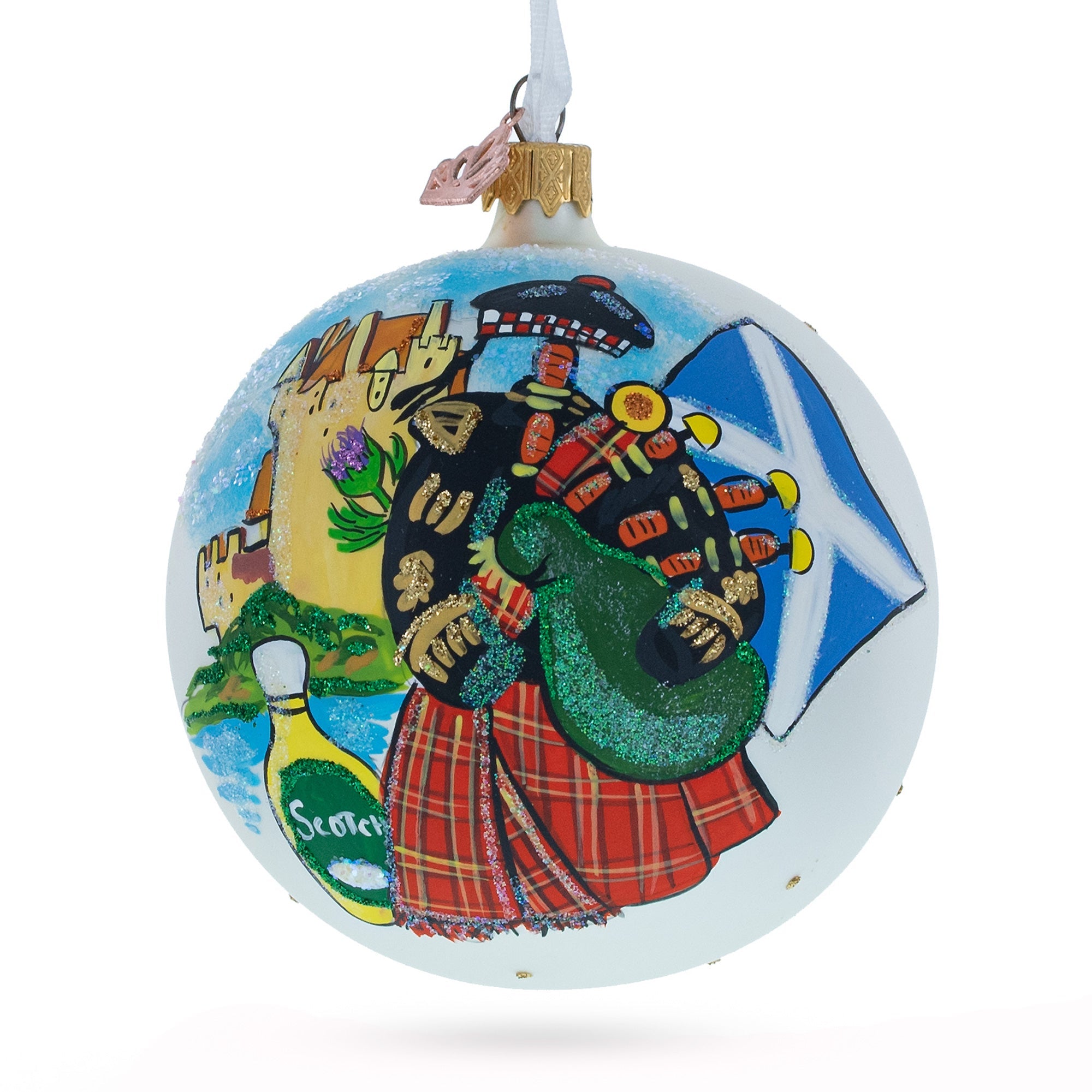 Scotland Traditions Glass Christmas Ornament 4 Inches (imperfections)