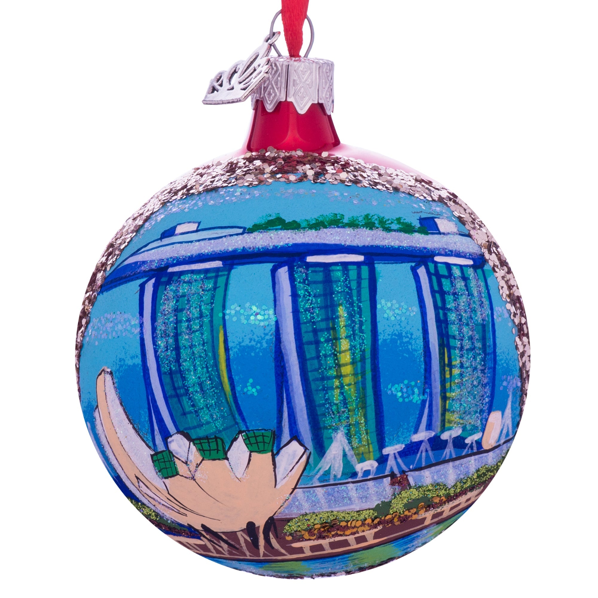 Art Science Museum, Marina Bay, Singapore Glass Ball Christmas Ornament 3.25 Inches