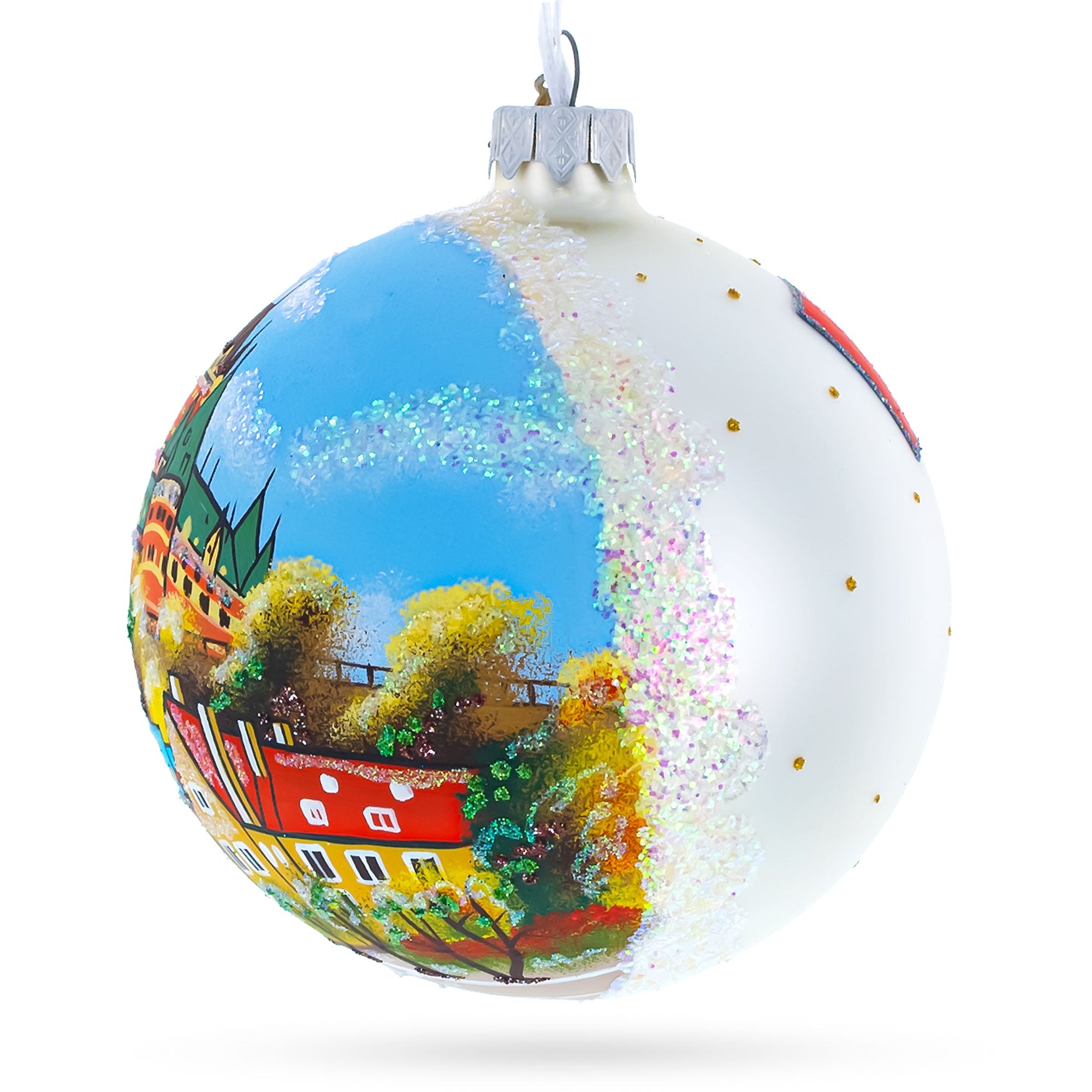 Old Quebec, Quebec City, Canada Glass Ball Christmas Ornament 4 Inches