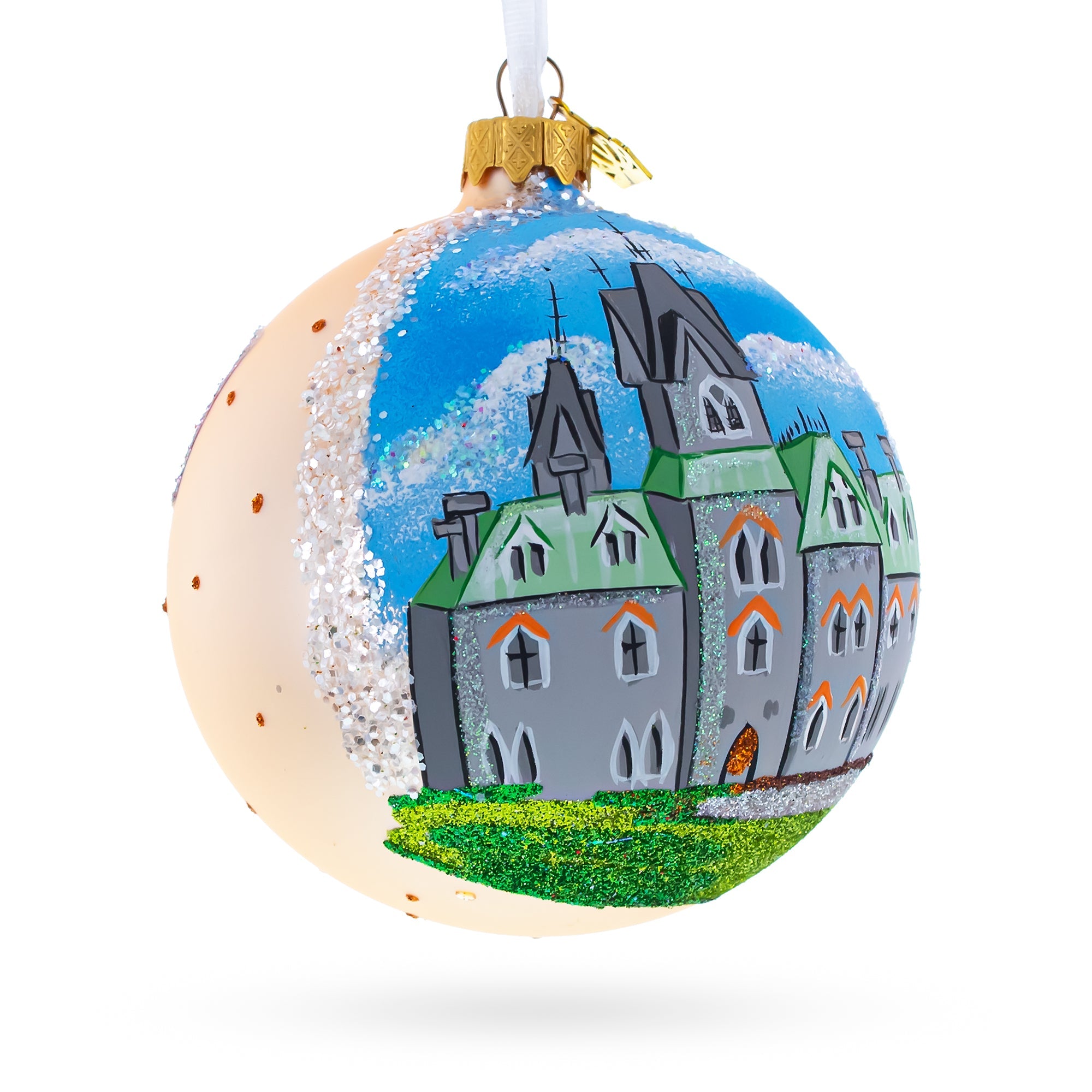 Parliament Hill And Buildings, Ottawa, Canada Glass Ball Christmas Ornament 4 Inches