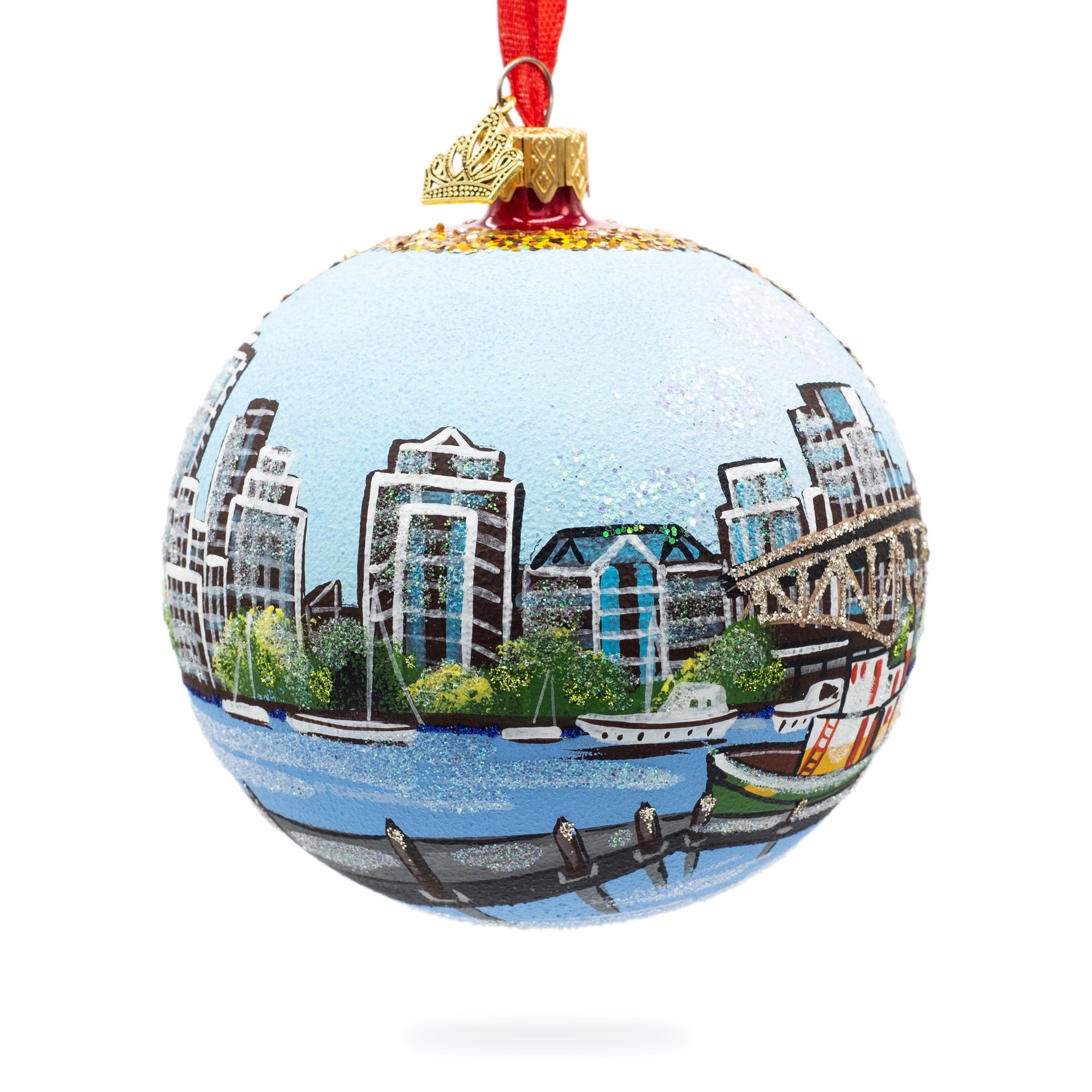 Granville Island, Vancouver, Canada Glass Ball Christmas Ornament 4 Inches