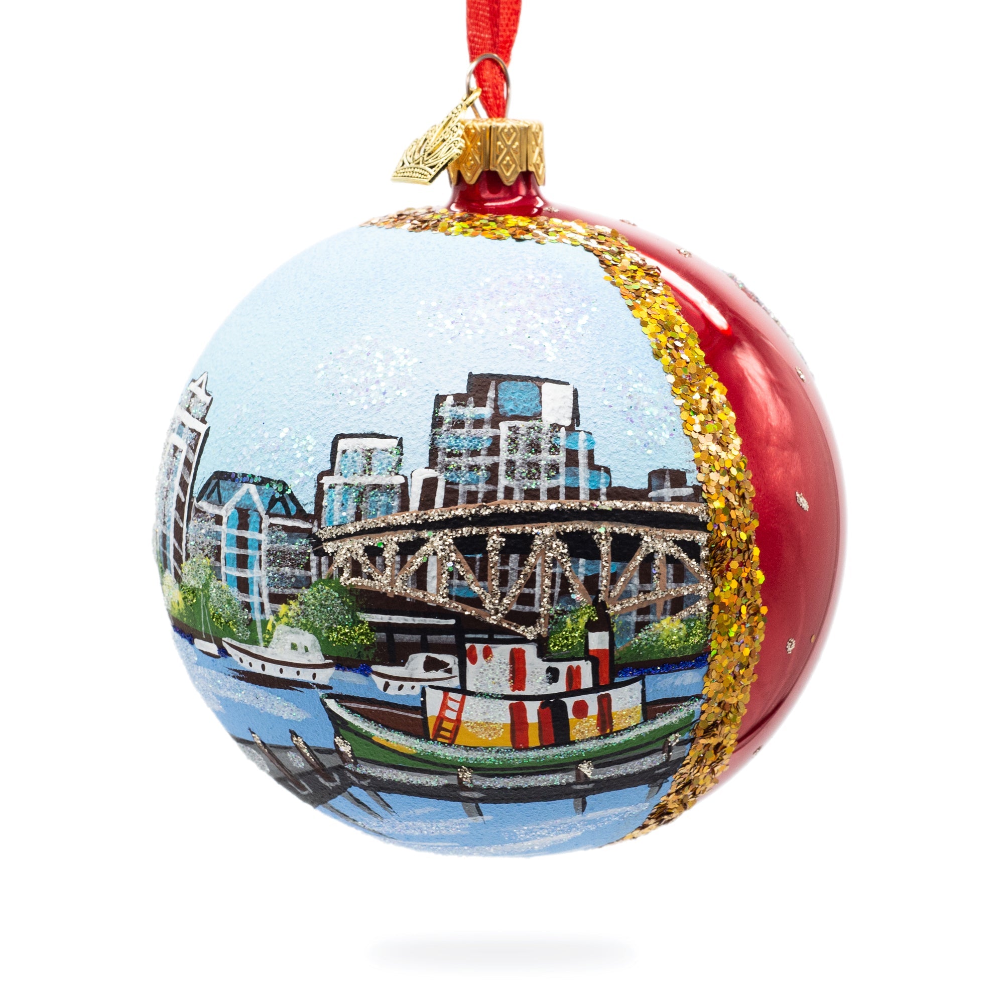 Granville Island, Vancouver, Canada Glass Ball Christmas Ornament 4 Inches