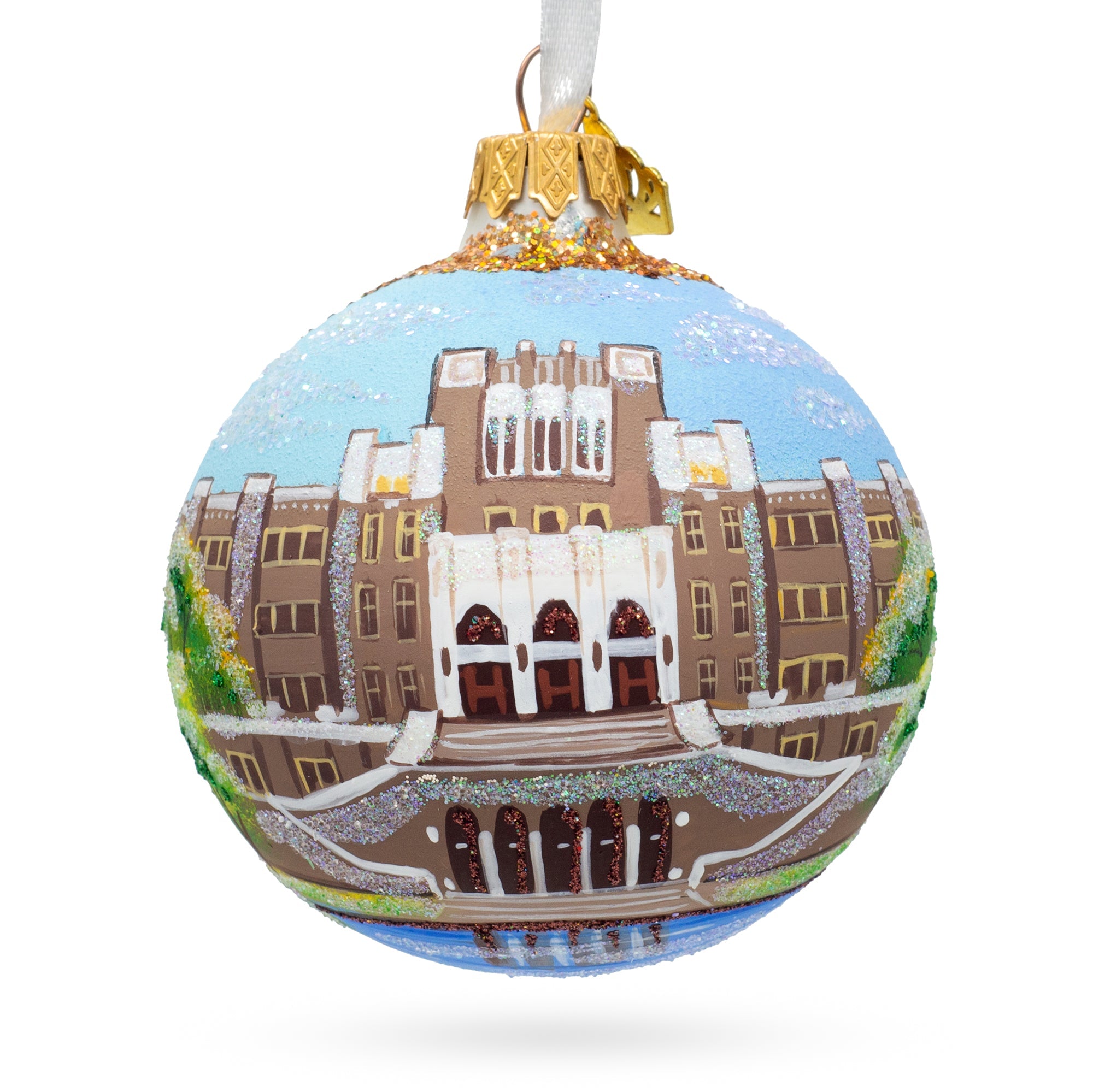 Little Rock Central High School National Historic Site, Little Rock, Arkansas, Usa Glass Ball Christmas Ornament 3.25 Inches