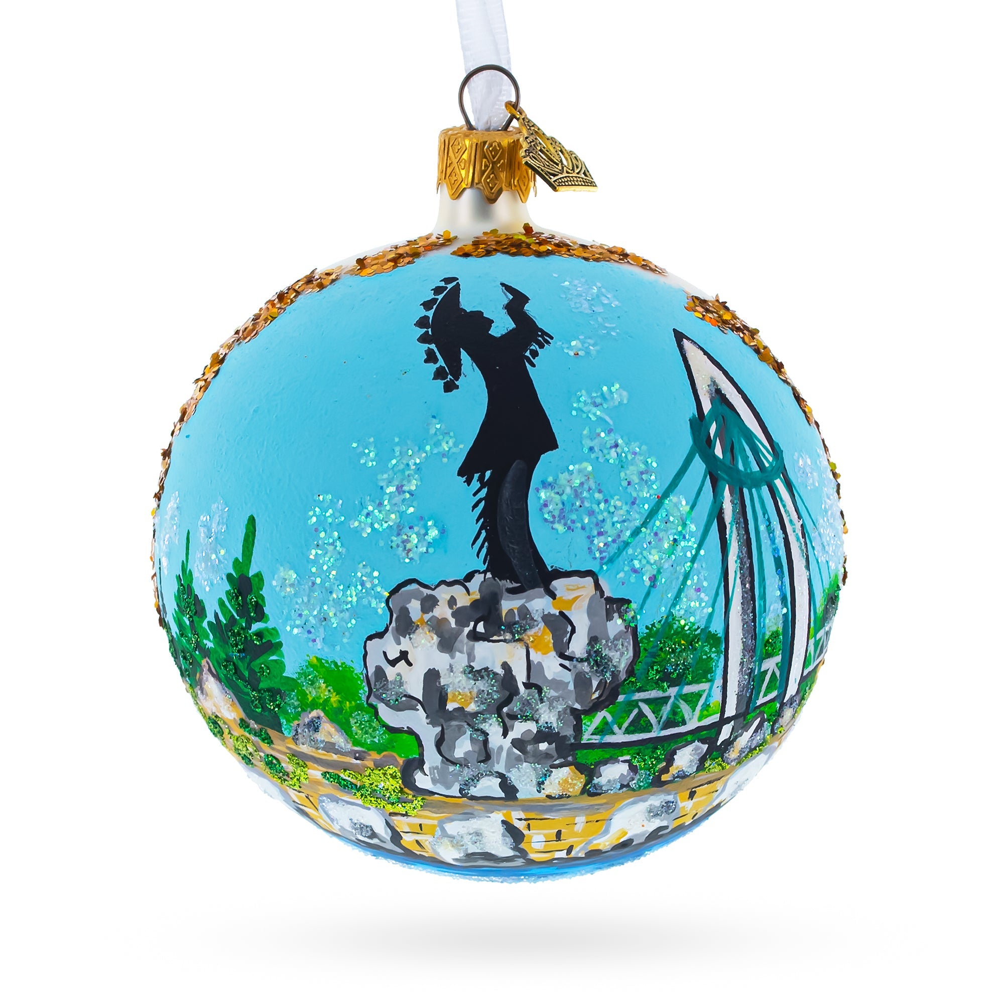 The Keeper Of The Plains, Wichita, Kansas, Usa Glass Ball Christmas Ornament 4 Inches