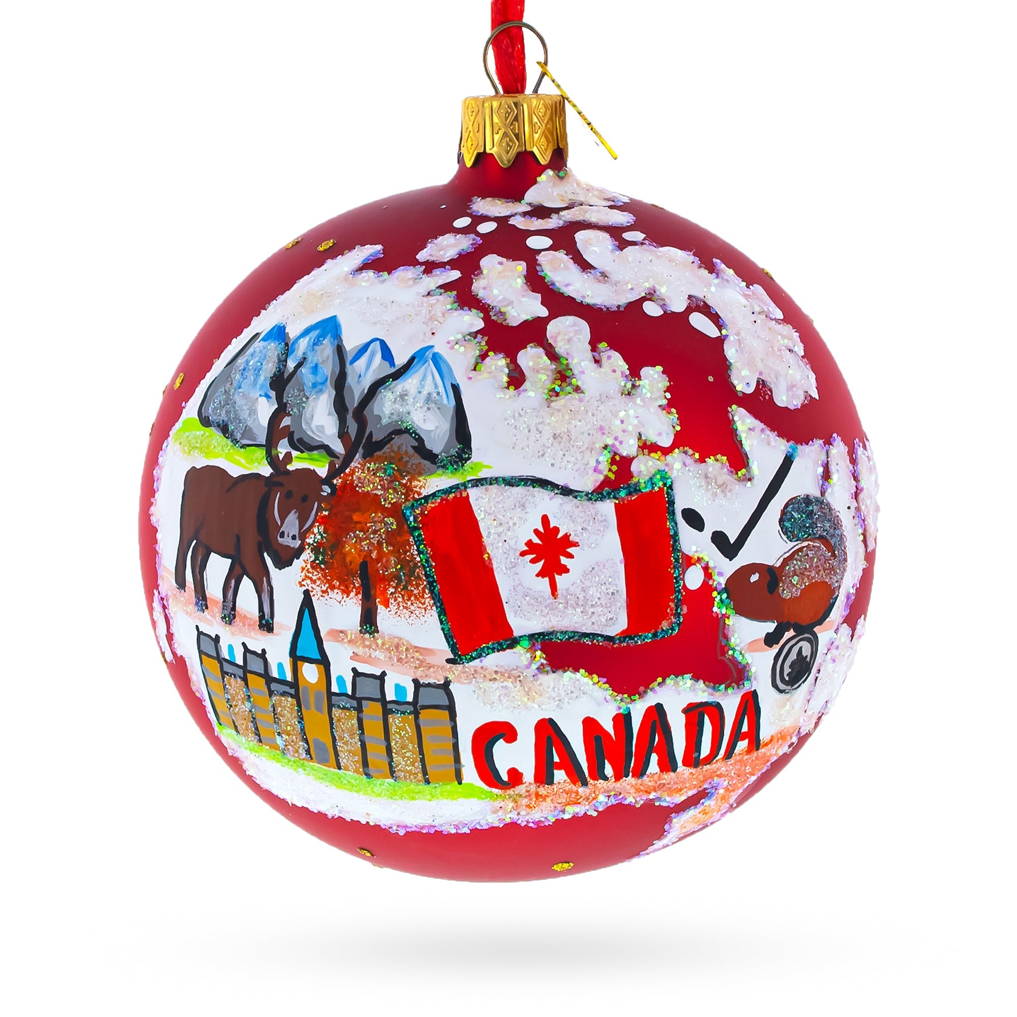 Travel To Canada Glass Ball Christmas Ornament 4 Inches