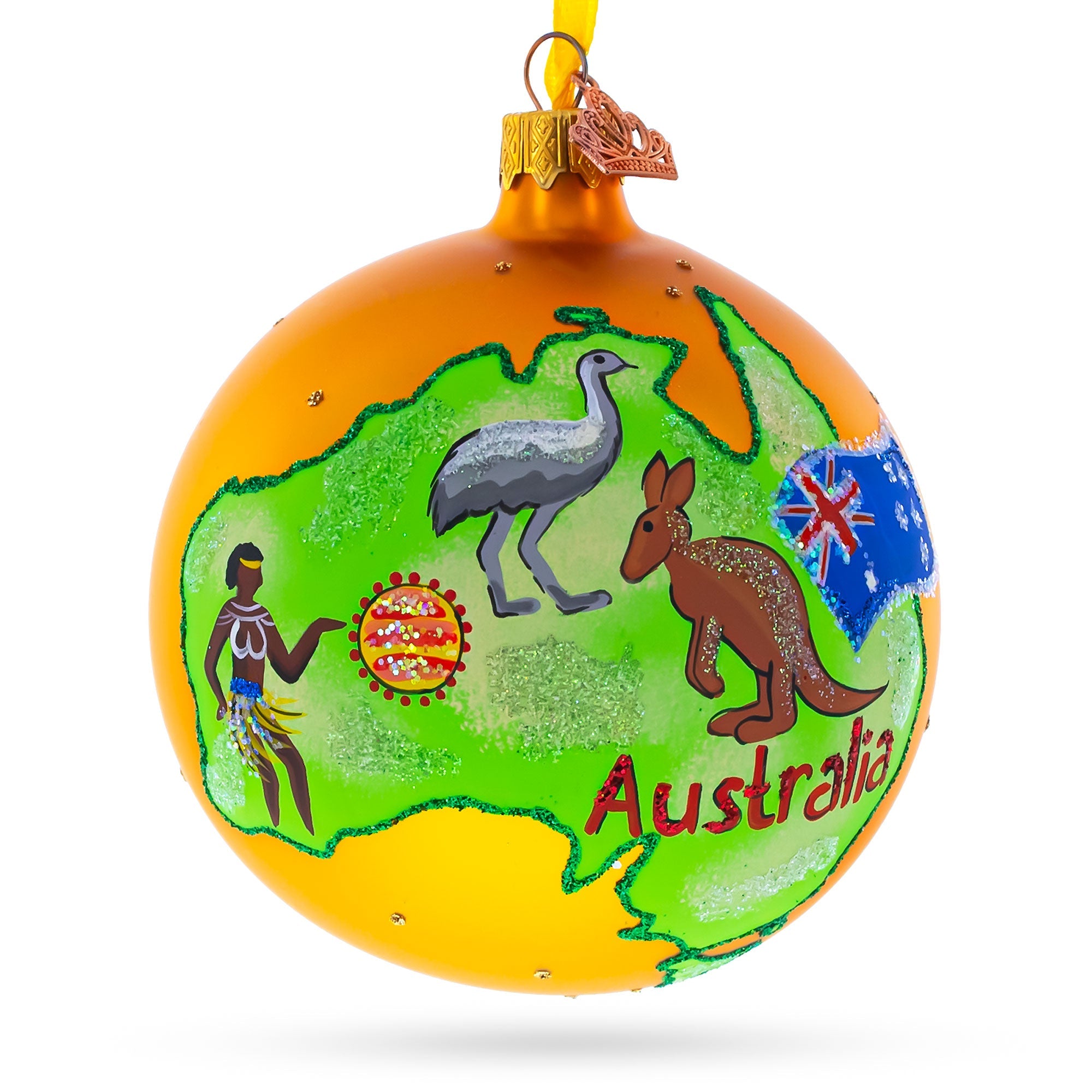 Travel To Australia Glass Ball Christmas Ornament 4 Inches