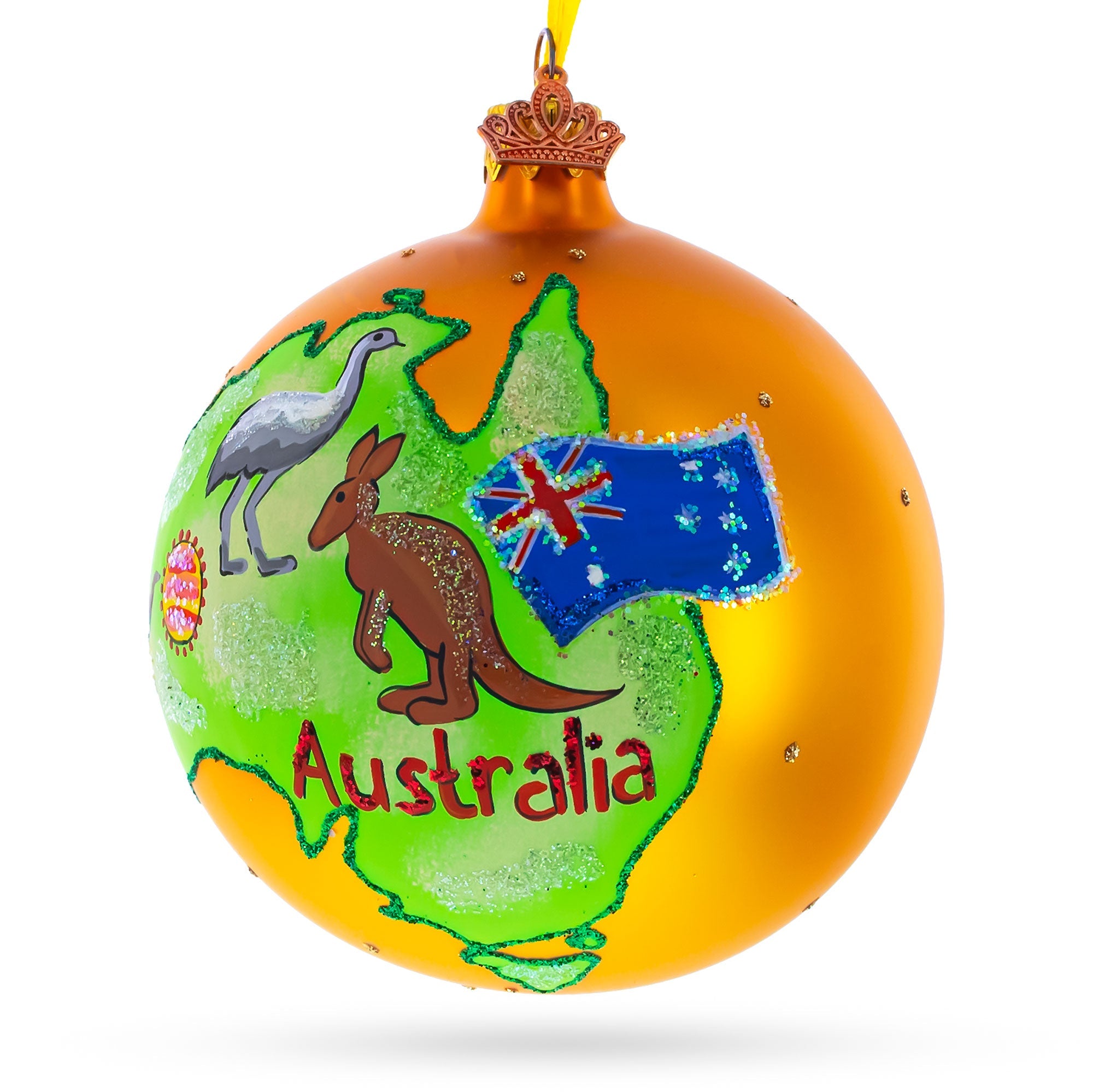 Travel To Australia Glass Ball Christmas Ornament 4 Inches