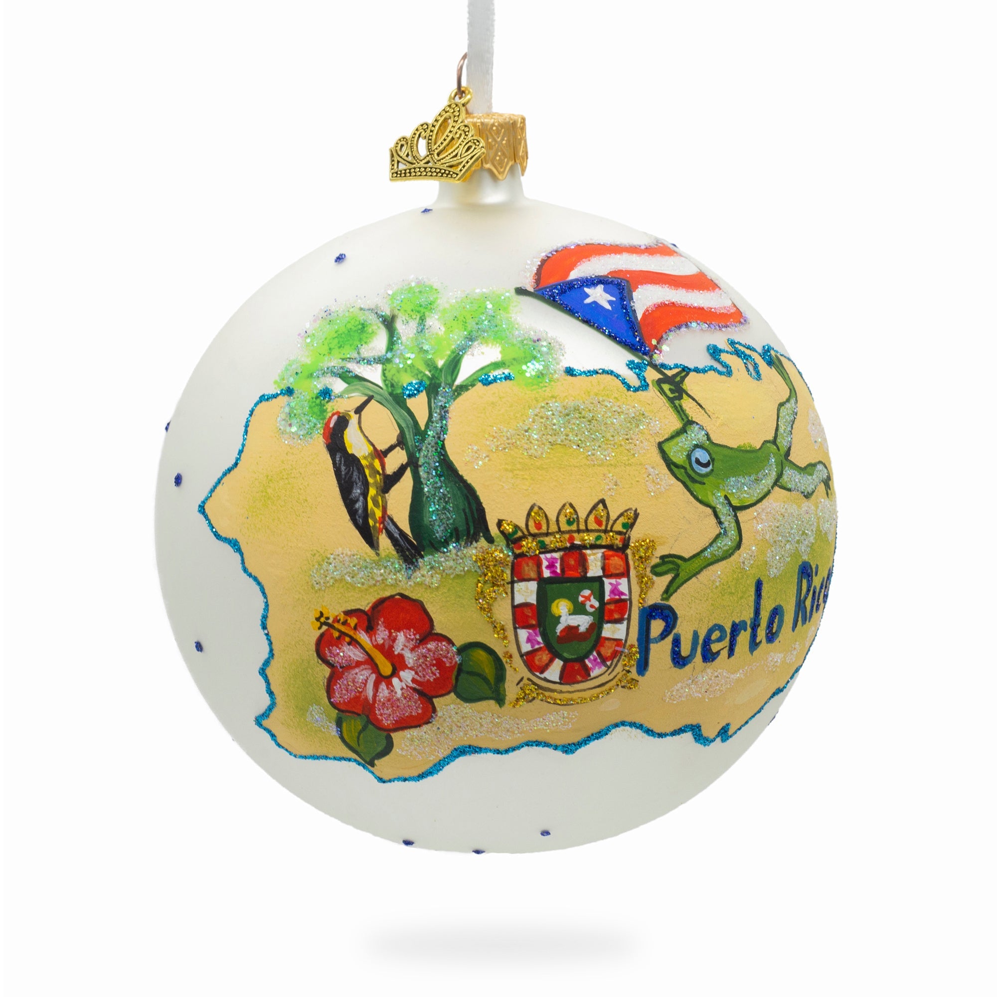 Travel To Puerto Rico, Usa Glass Ball Christmas Ornament 4 Inches