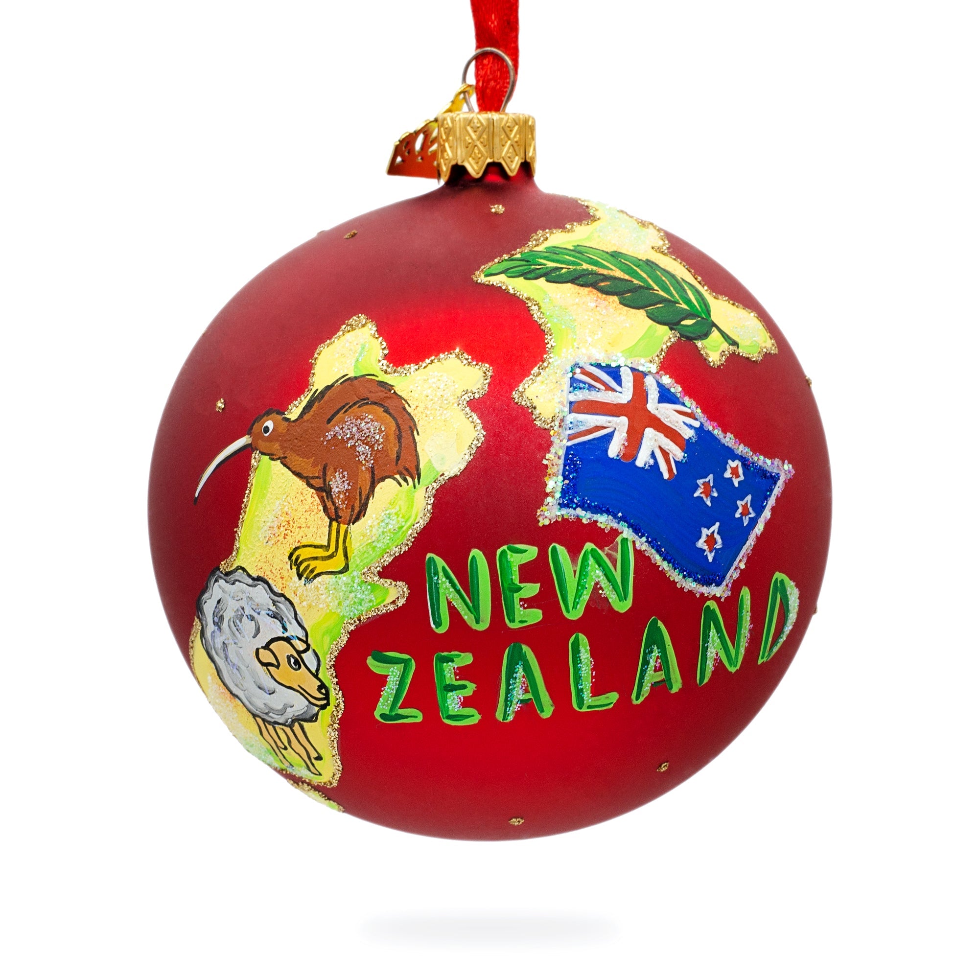 Travel To New Zealand Glass Ball Christmas Ornament 4 Inches