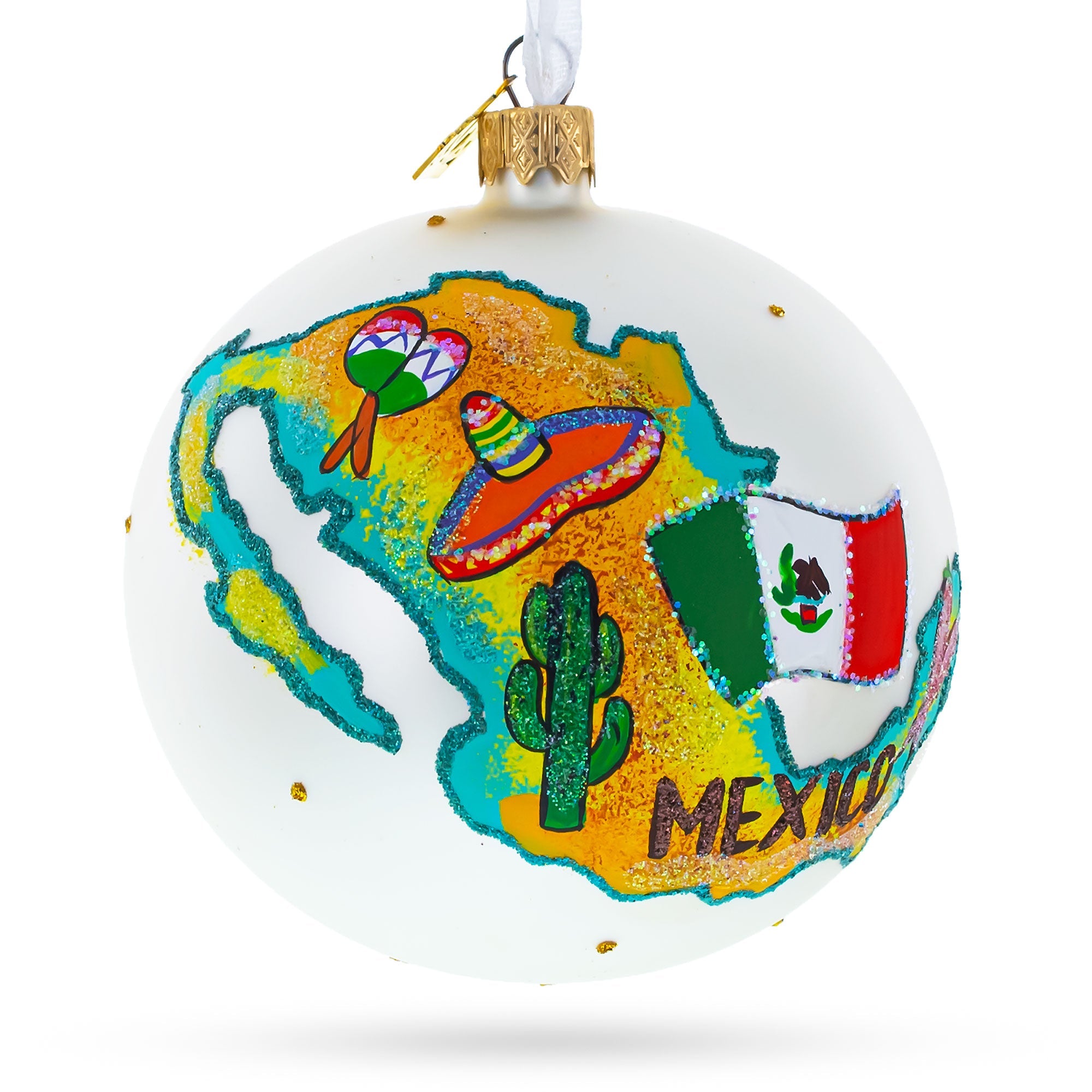 Travel To Mexico Glass Ball Christmas Ornament 4 Inches