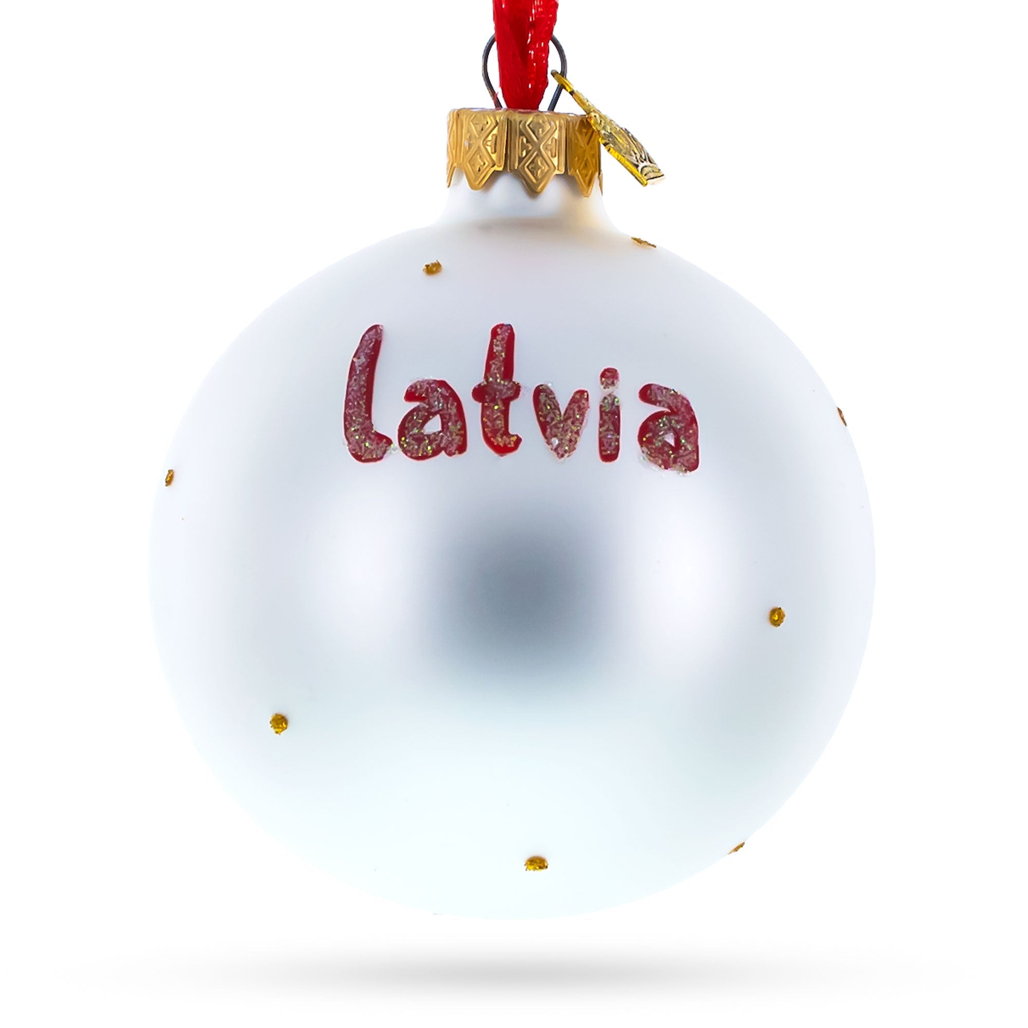 Flag Of Latvia Glass Ball Christmas Ornament 3.25 Inches