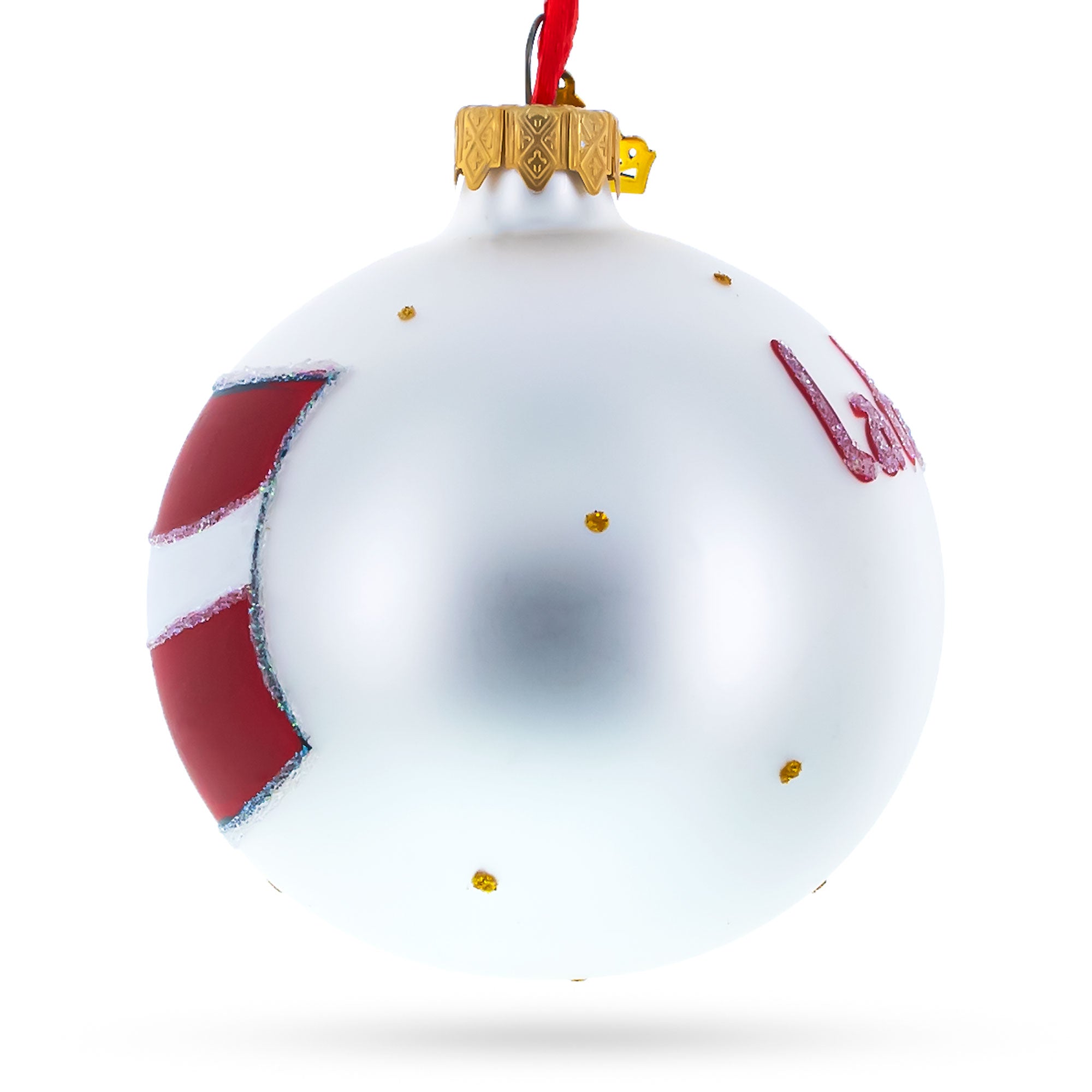 Flag Of Latvia Glass Ball Christmas Ornament 3.25 Inches