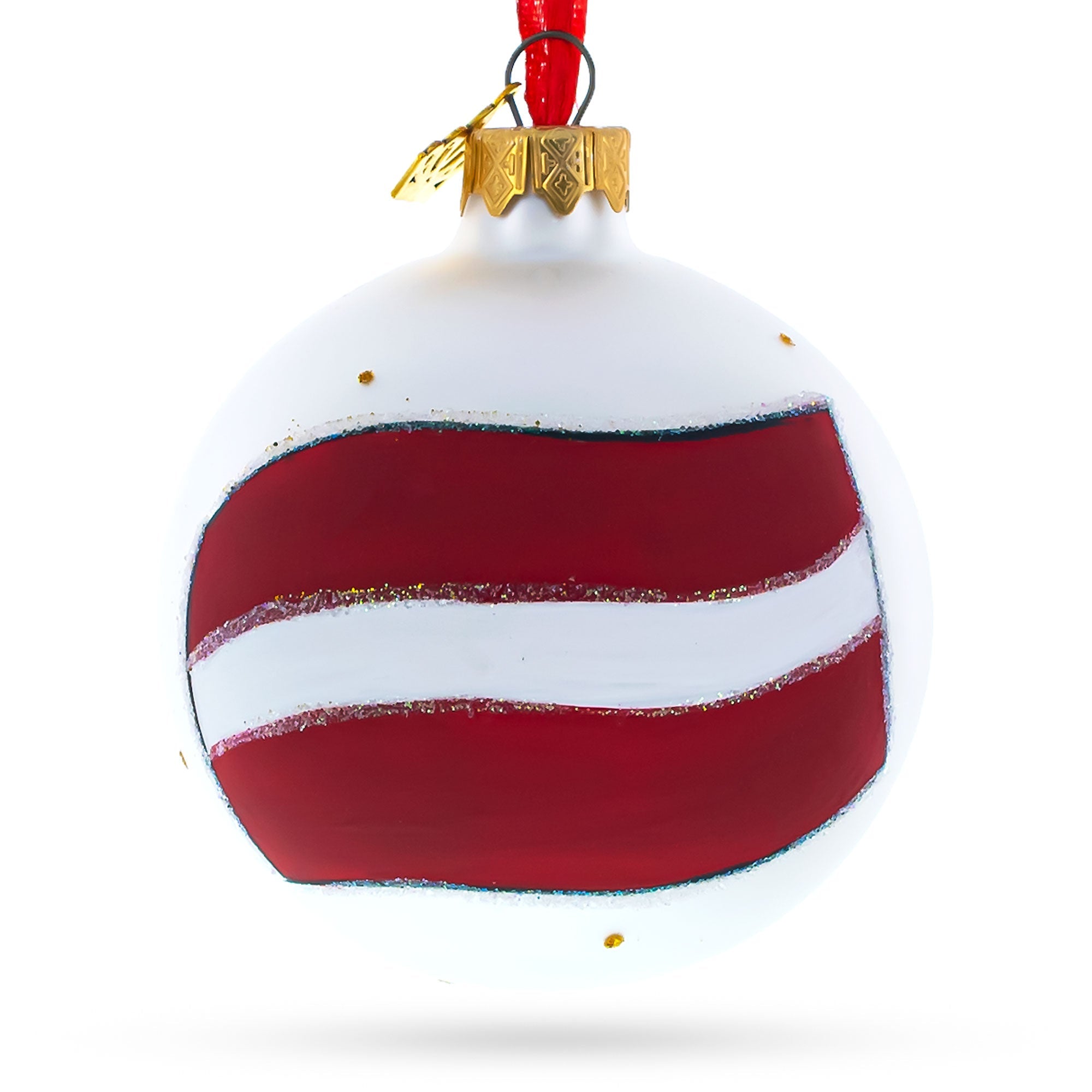 Flag Of Latvia Glass Ball Christmas Ornament 3.25 Inches