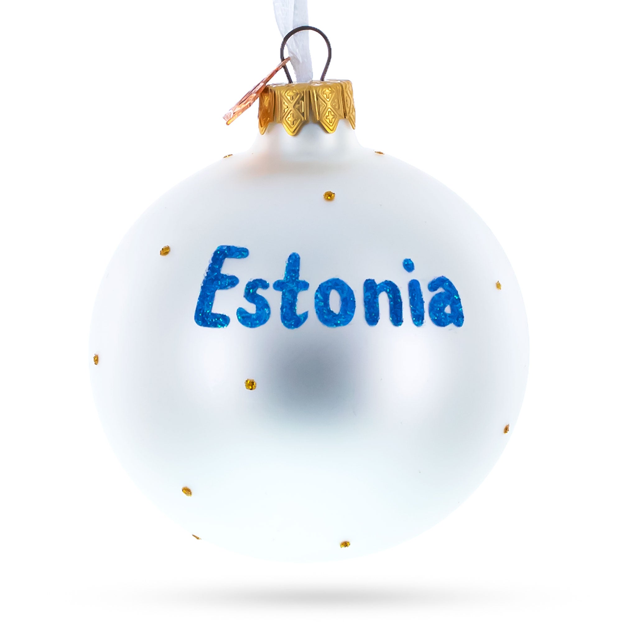 Flag Of Estonia Flag Glass Ball Christmas Ornament 3.25 Inches