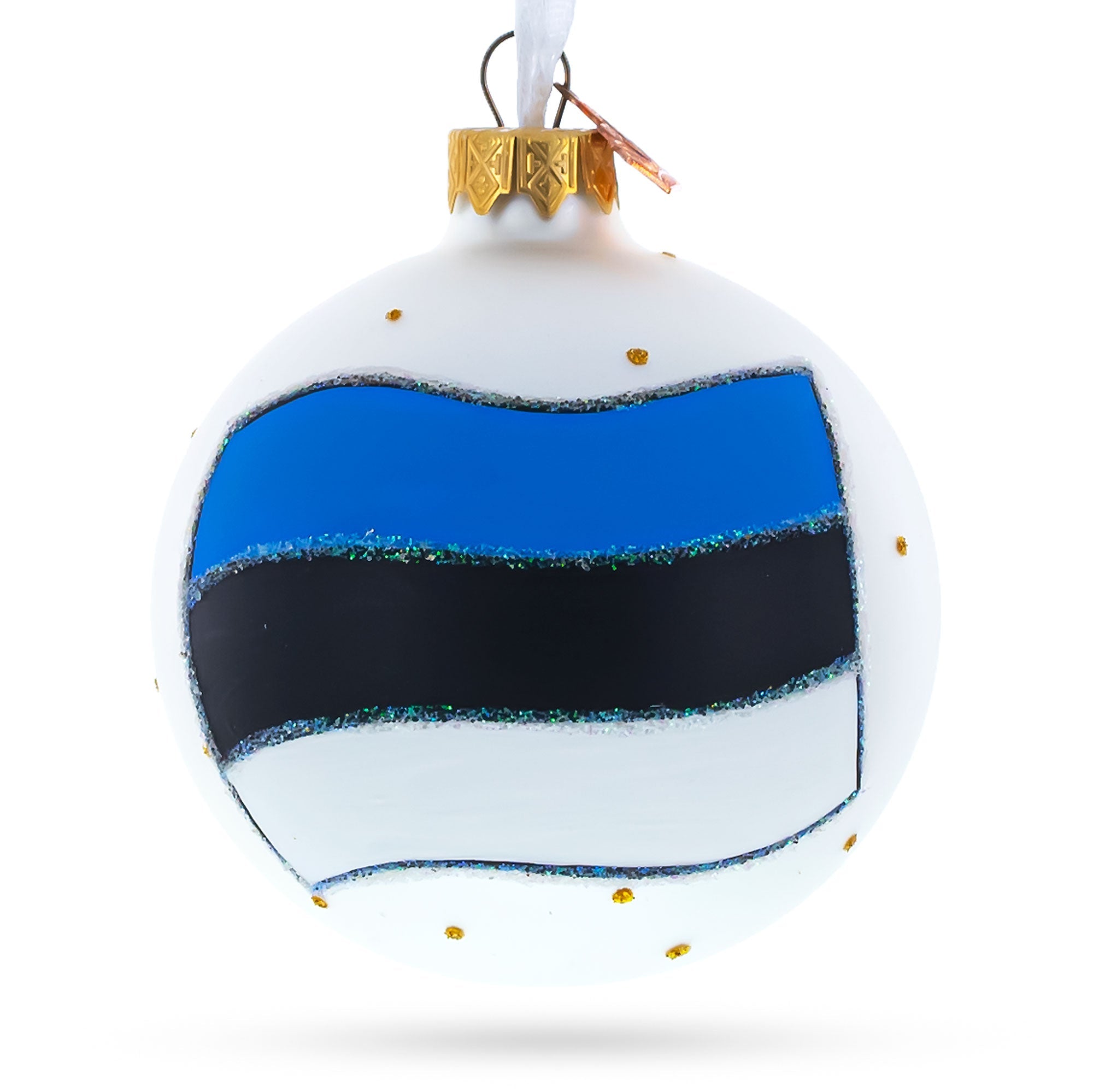 Flag Of Estonia Flag Glass Ball Christmas Ornament 3.25 Inches