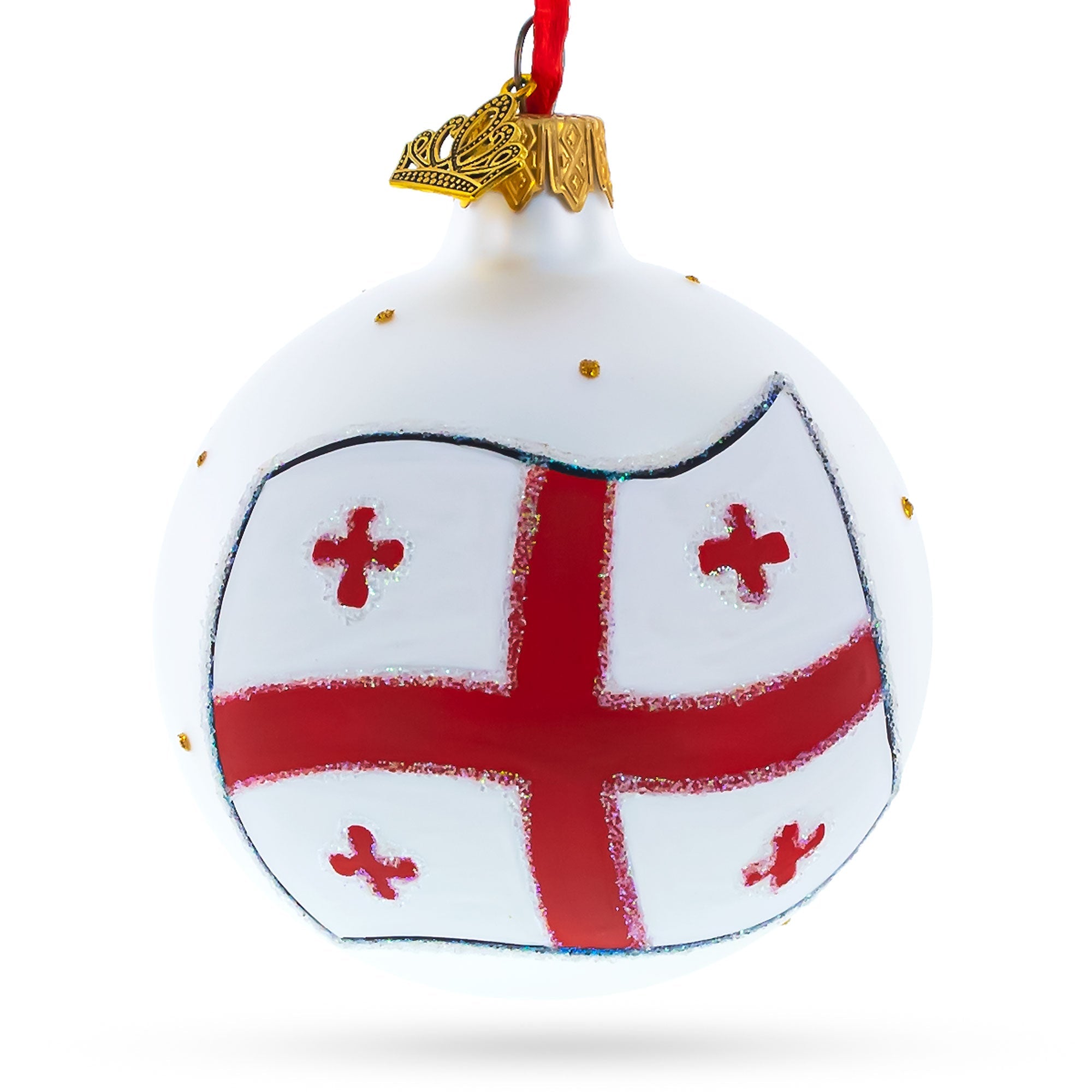 Flag Of Georgia Glass Ball Christmas Ornament 3.25 Inches