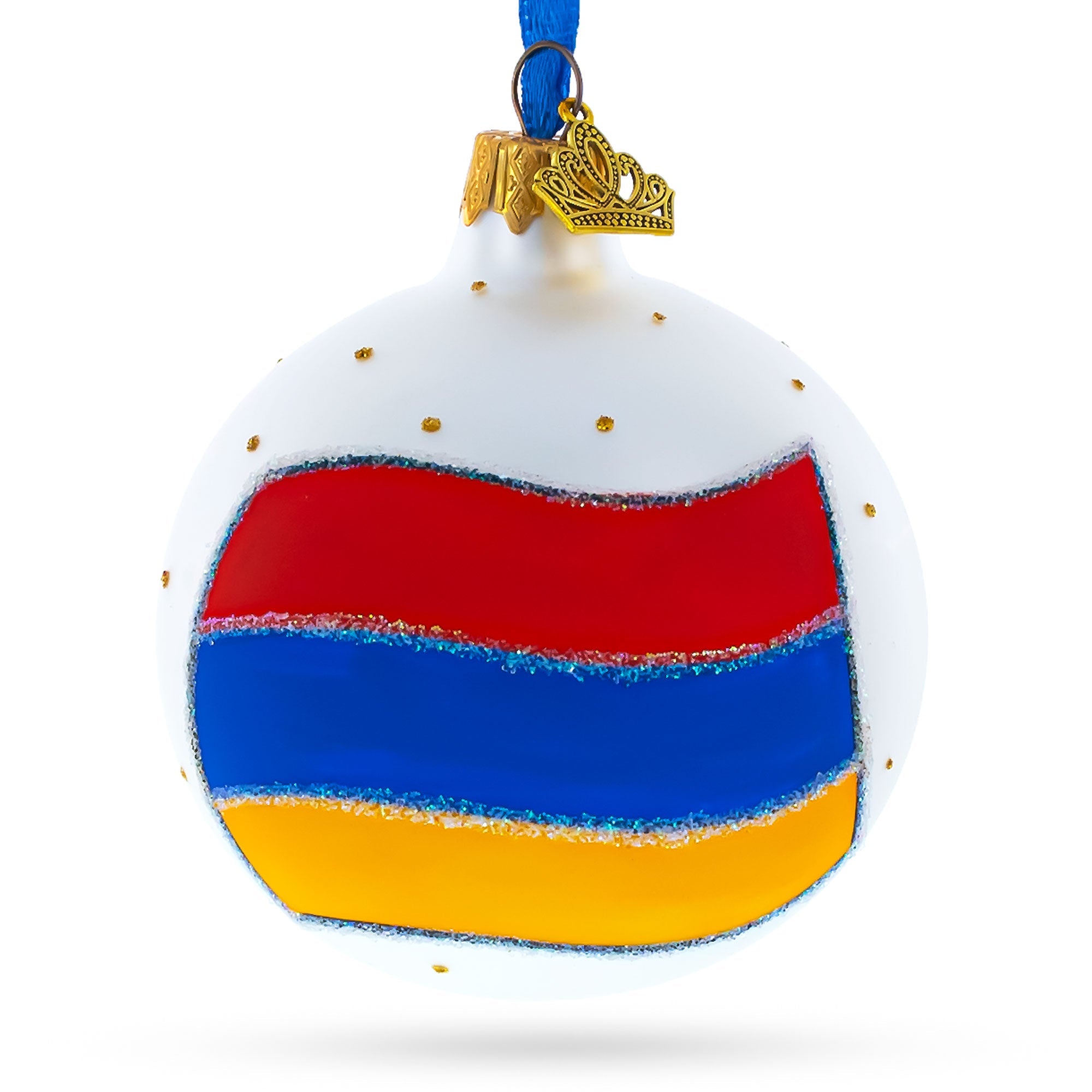 Flag Of Armenia Glass Ball Christmas Ornament 3.25 Inches