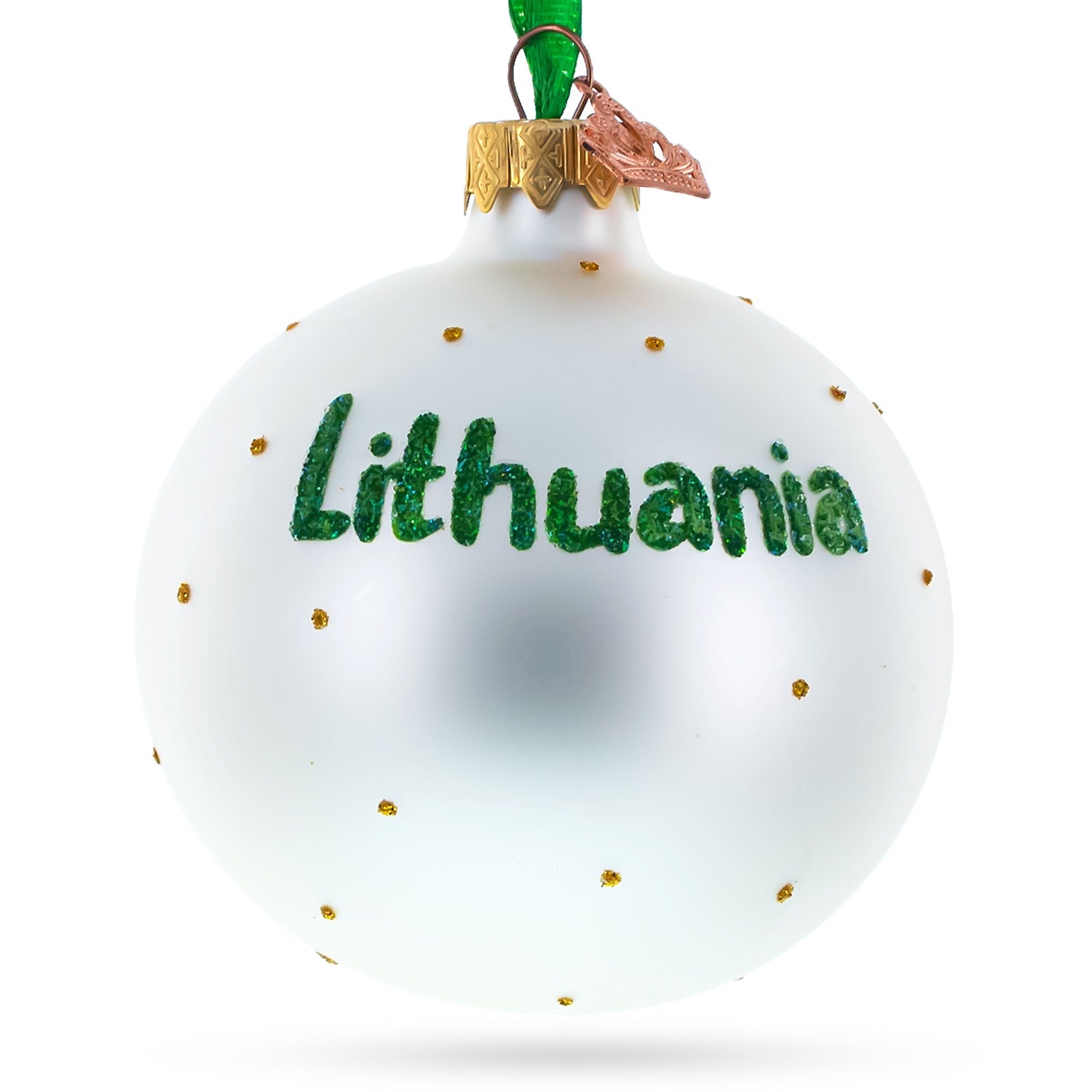 Flag Of Lithuania Glass Ball Christmas Ornament 3.25 Inches