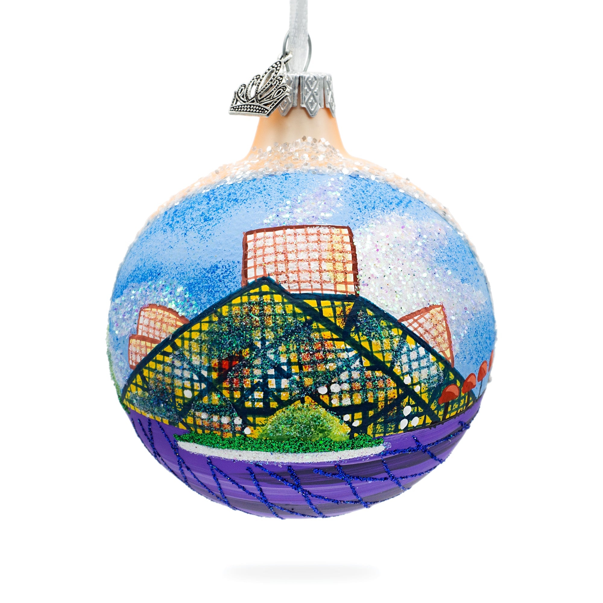 Rock & Roll Hall Of Fame, Cleveland, Ohio, Usa Glass Ball Christmas Ornament 3.25 Inches