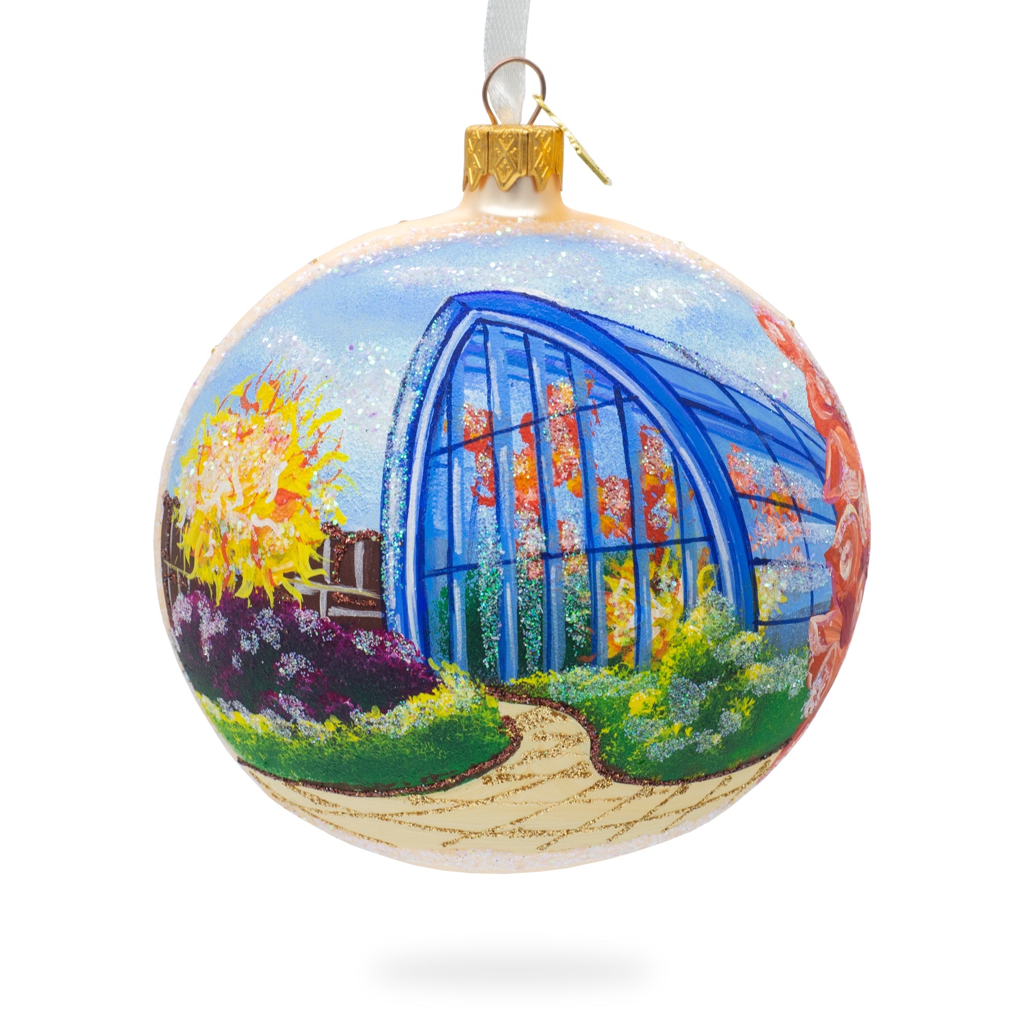 Chihuly Garden And Glass, Seattle, Washington, Usa Glass Ball Christmas Ornament 4 Inches