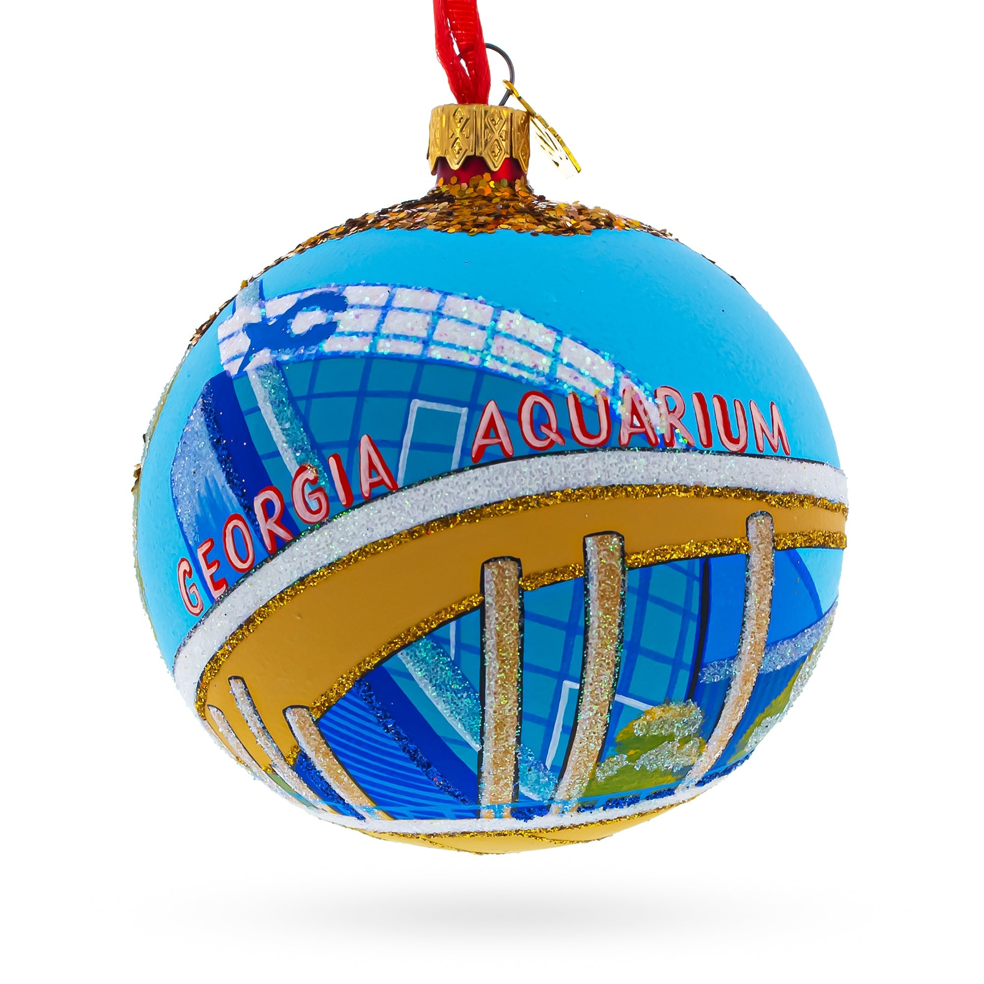 Georgia Aquarium, Atlanta, Georgia, Usa Glass Ball Christmas Ornament 4 Inches