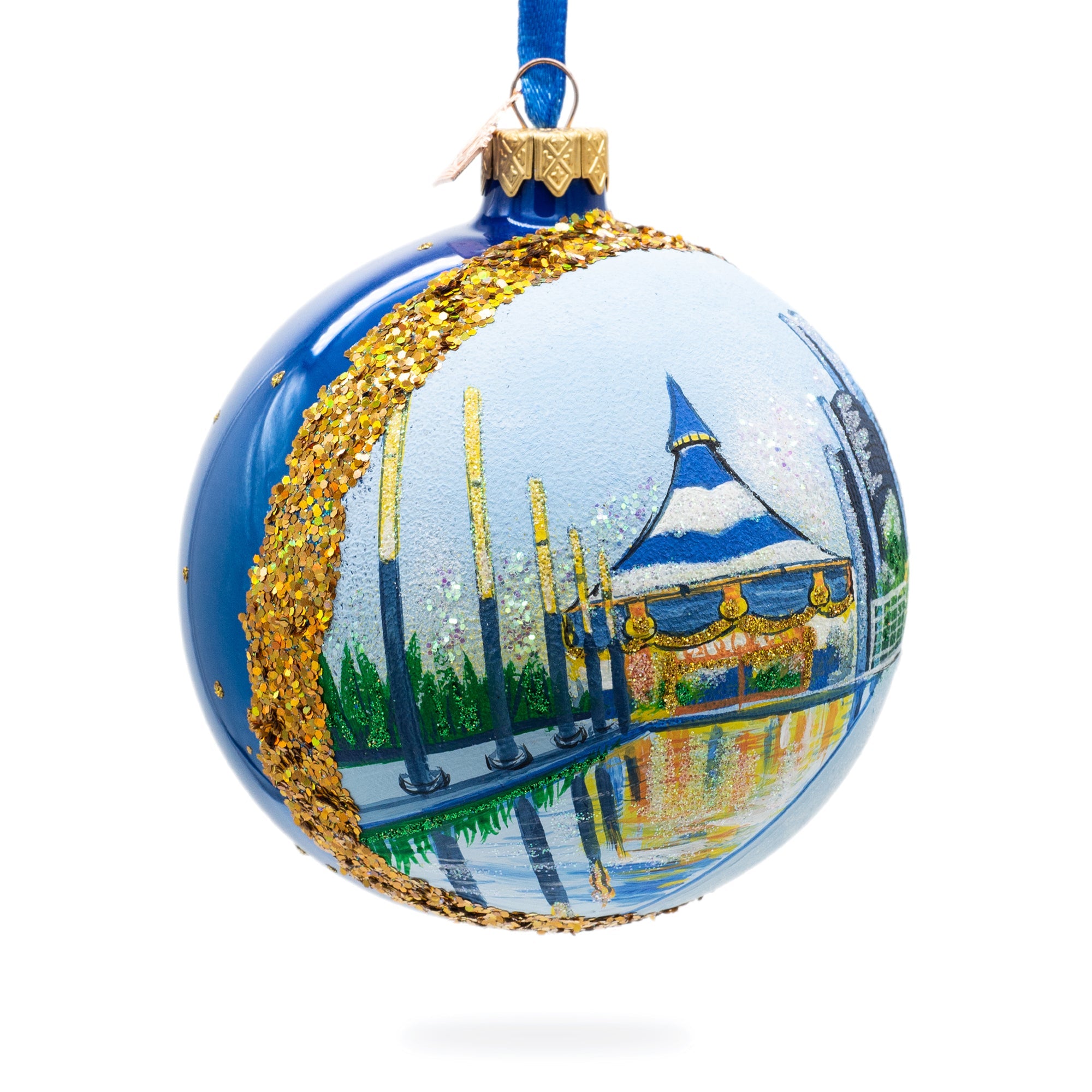 Detroit Riverfront, Detroit, Michigan, Usa Glass Ball Christmas Ornament 4 Inches