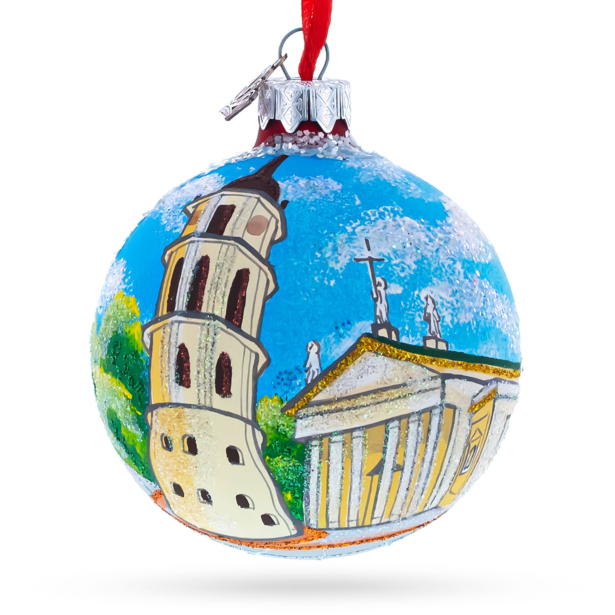 Old Town In Vilnius, Lithuania Glass Ball Christmas Ornament 3.25 Inches