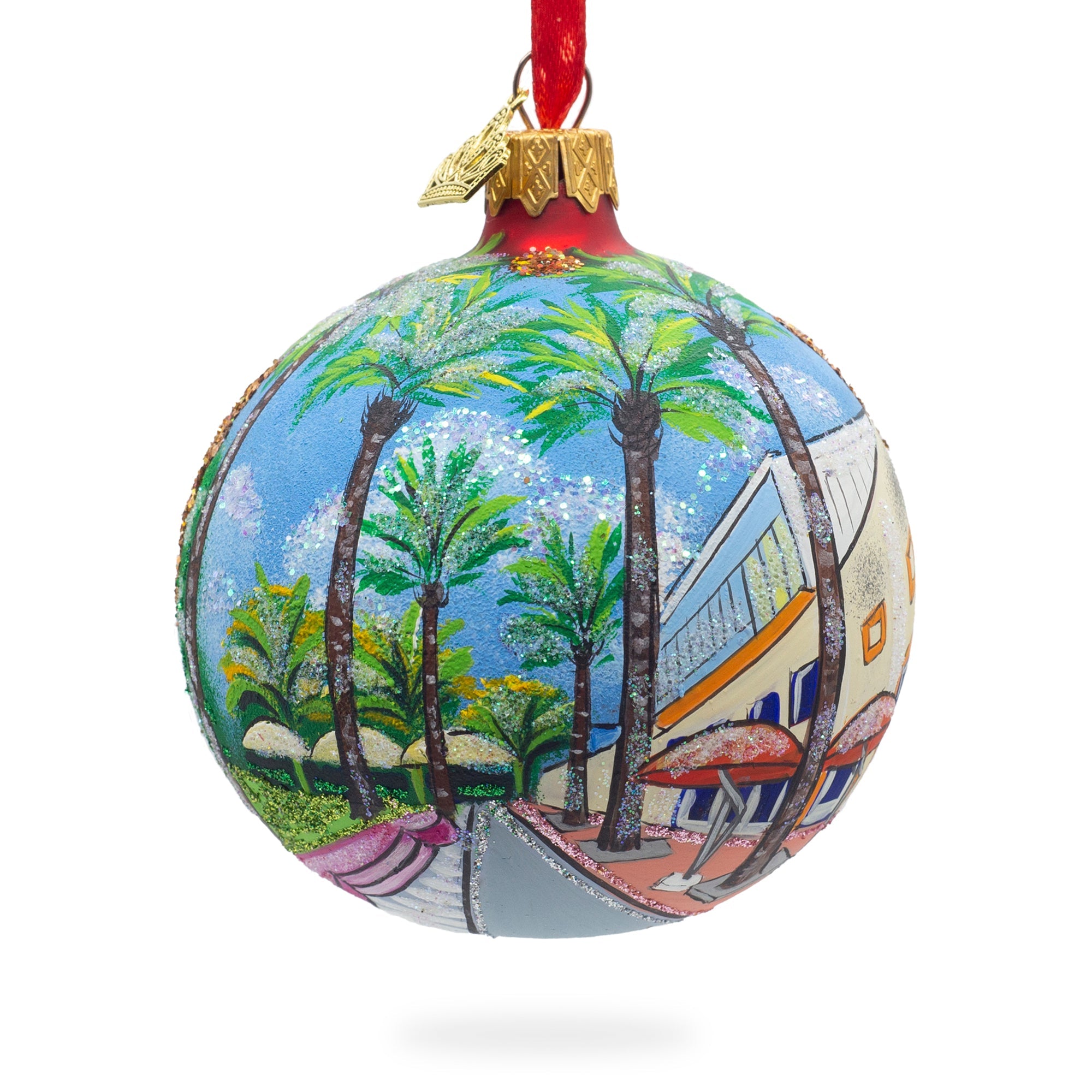 Lincoln Road, Miami, Florida, Usa Glass Ball Christmas Ornament 3.25 Inches