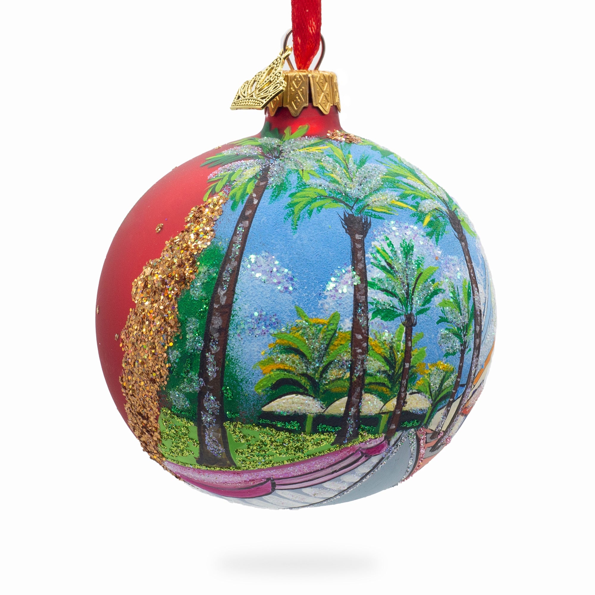 Lincoln Road, Miami, Florida, Usa Glass Ball Christmas Ornament 3.25 Inches