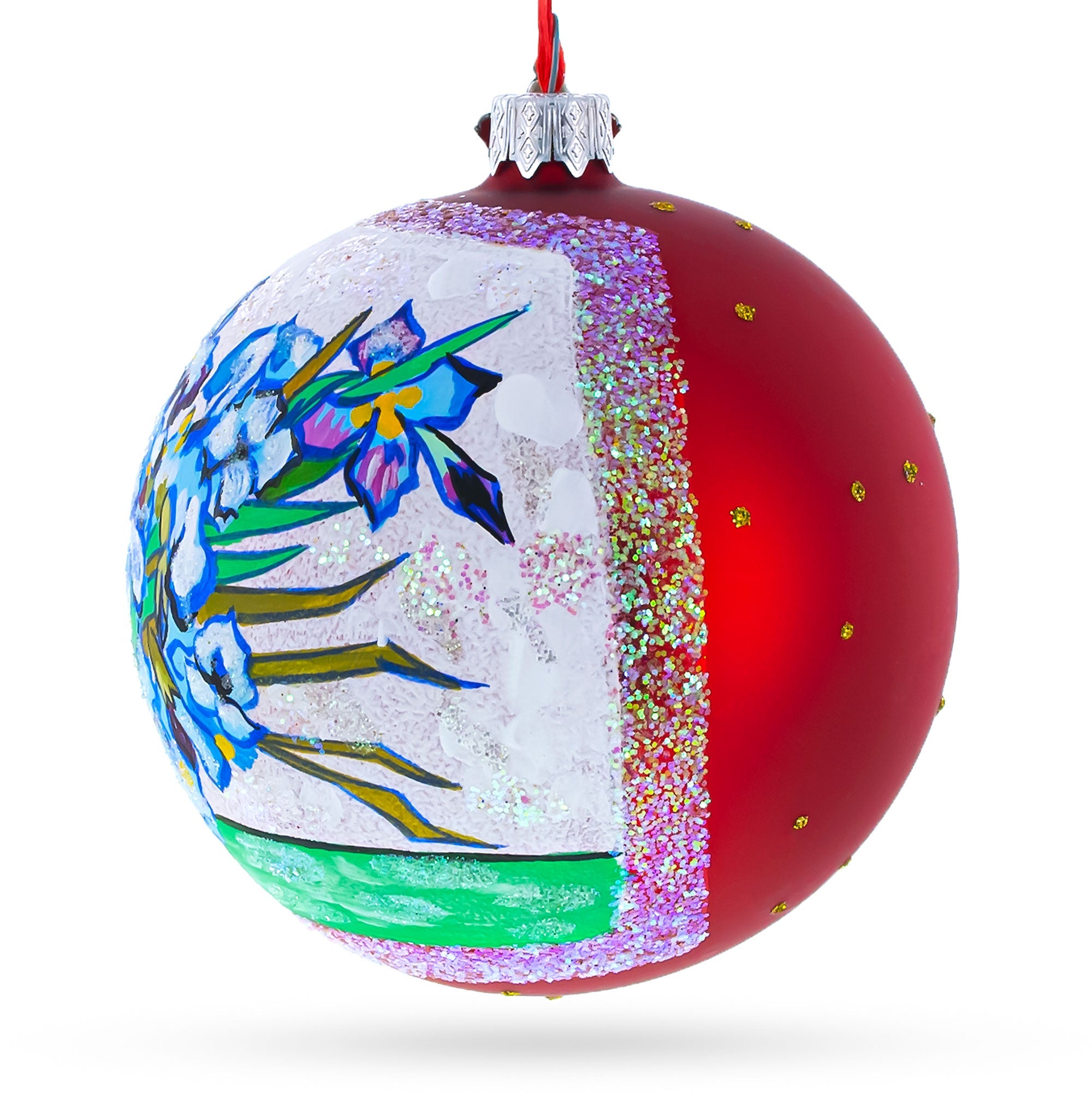 "irises" By Vincent Van Gogh Glass Ball Christmas Ornament 4 Inches