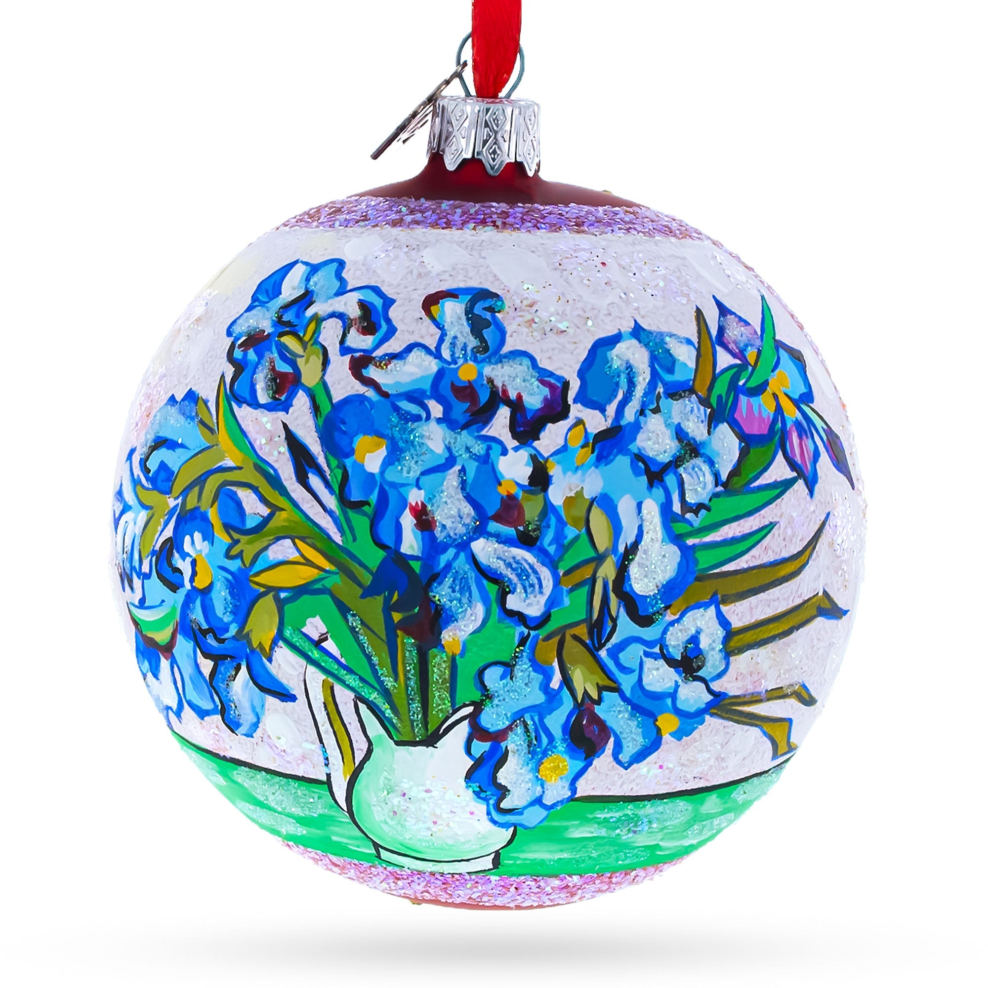 "irises" By Vincent Van Gogh Glass Ball Christmas Ornament 4 Inches