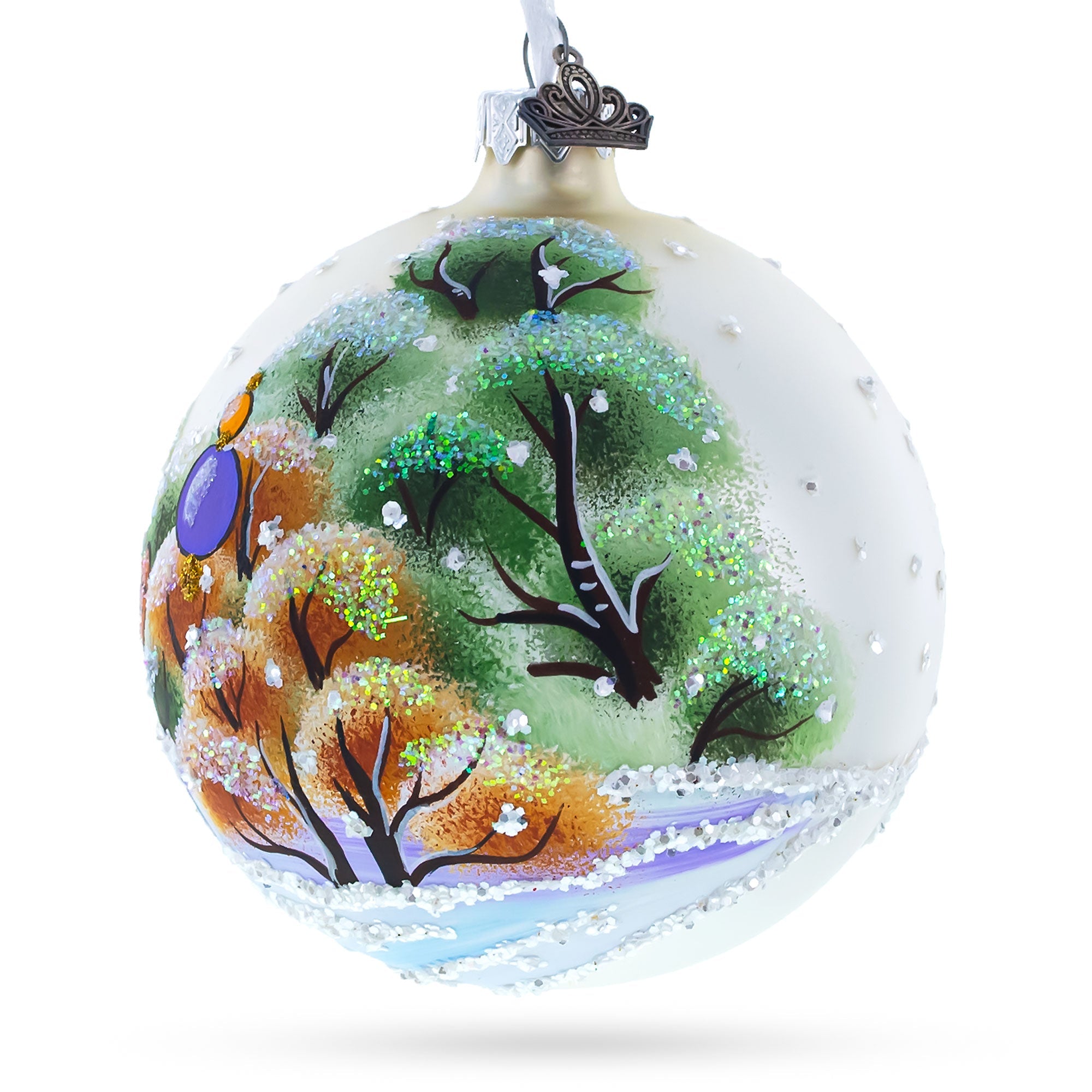 Bunny With The Carrot Glass Ball Ornament 4 Inches