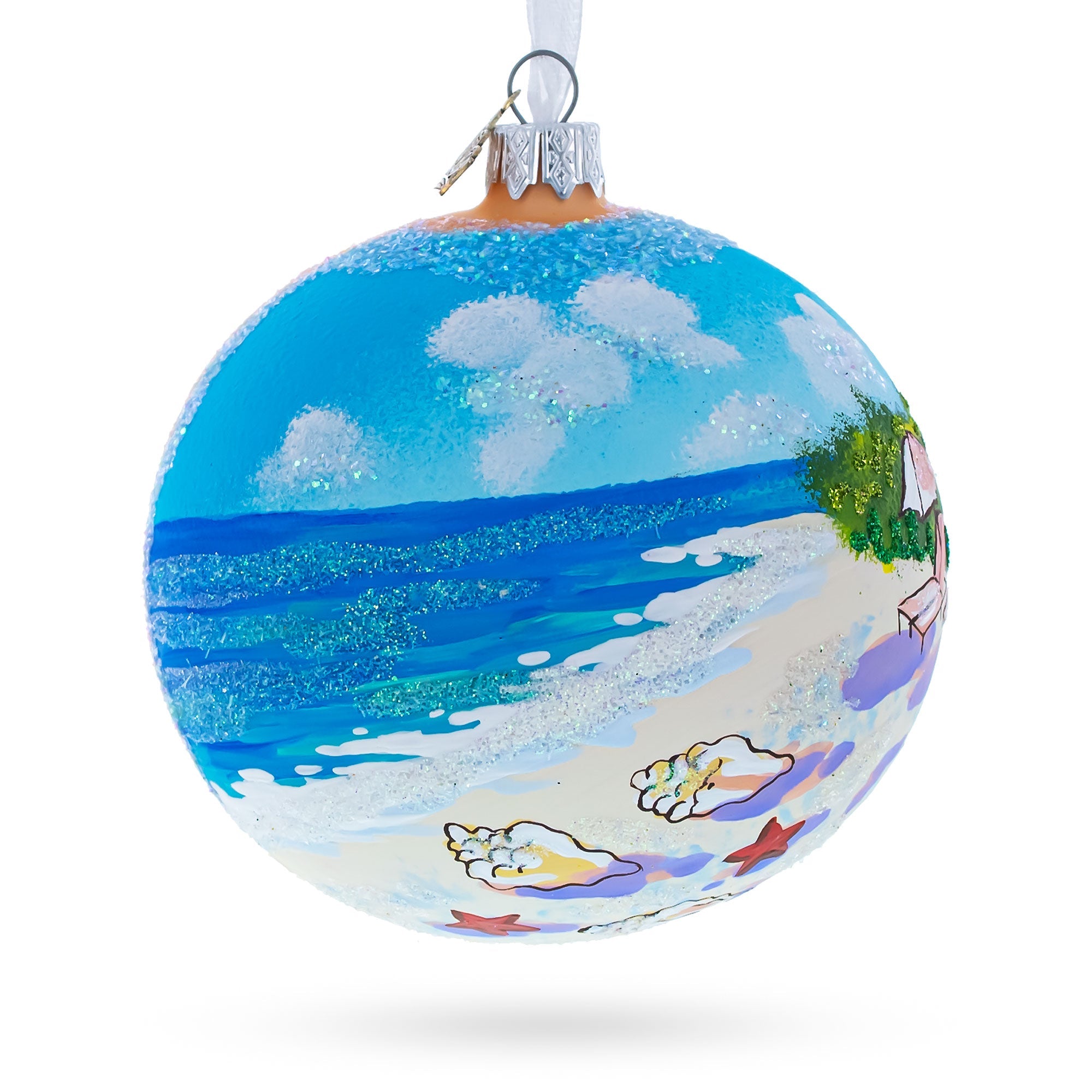 Turks And Caicos Glass Ball Christmas Ornament 4 Inches